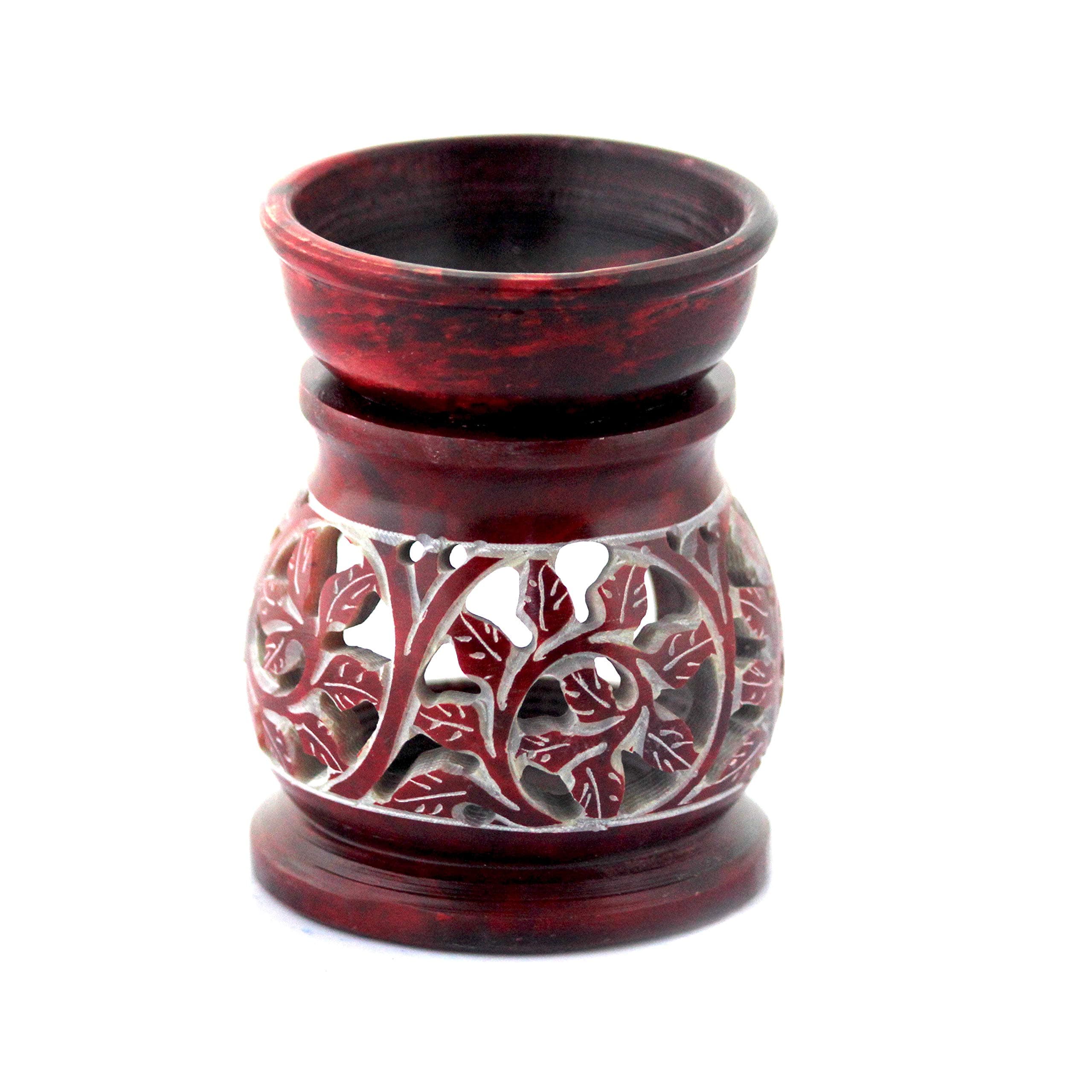 BRAHMZ Marble Aroma Burner (2.5 inch, Red)
