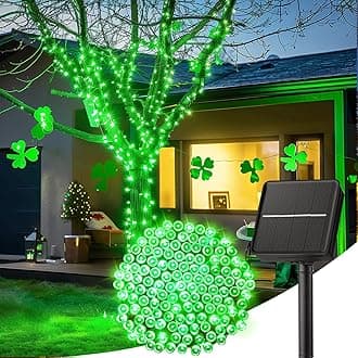 Minetom Solar String Lights Outdoor, 40FT 100 LED String Lights Solar Powered with 8 Lighting Modes, Green String Lights for St Patrick Decoration, Waterproof Solar Lights for Outside Tree Yard, Green