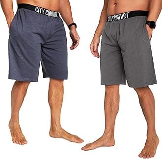 Mens Pyjama Shorts - Comfy Lounge Shorts with Pockets Pack of 2