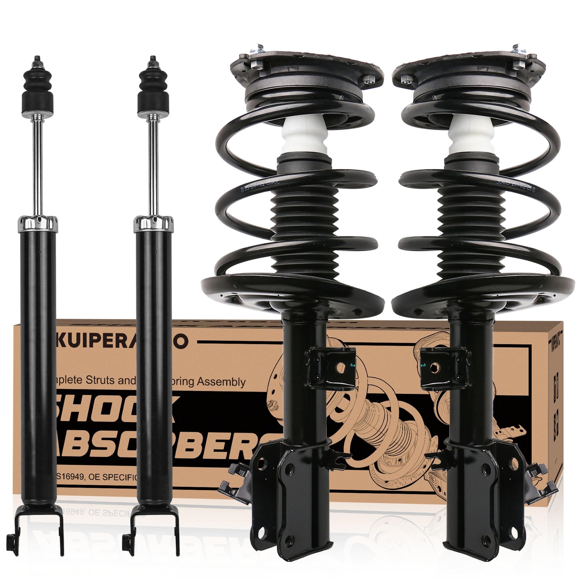 KUIPERAUTO Front and Rear Struts and Shocks Complete Assembly Shocks Absorbers Coil Spring Compatible for 2007-2012 Nissan Altima Coupe/Sedan 2.5L 172392 172393 (Set of 4)