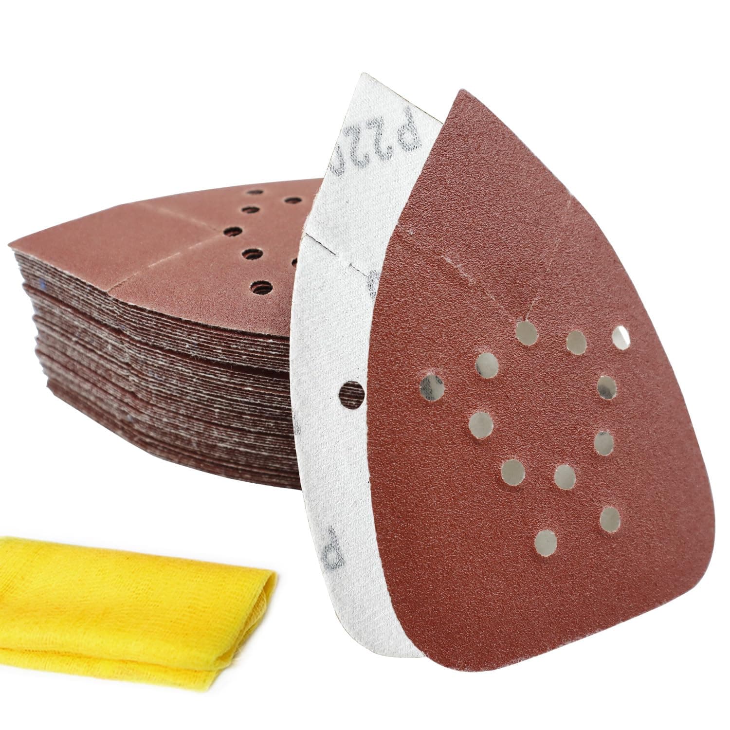 Black and Decker Mouse Sander Pads 220 Grit 50 Pack, Mouse Sander Sandpaper, 12 Hole Hook and Loop Sanding Pads, Detail Palm Sand Paper Set with Tack Cloth by S&F STEAD & FAST