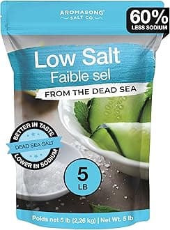 Low Sodium Sea Salt - 100% Natural - 60% Less Sodium - Bulk 5 Lb Bag - Fine Grain Dead Sea Potassium Chloride with Dead Sea Salt