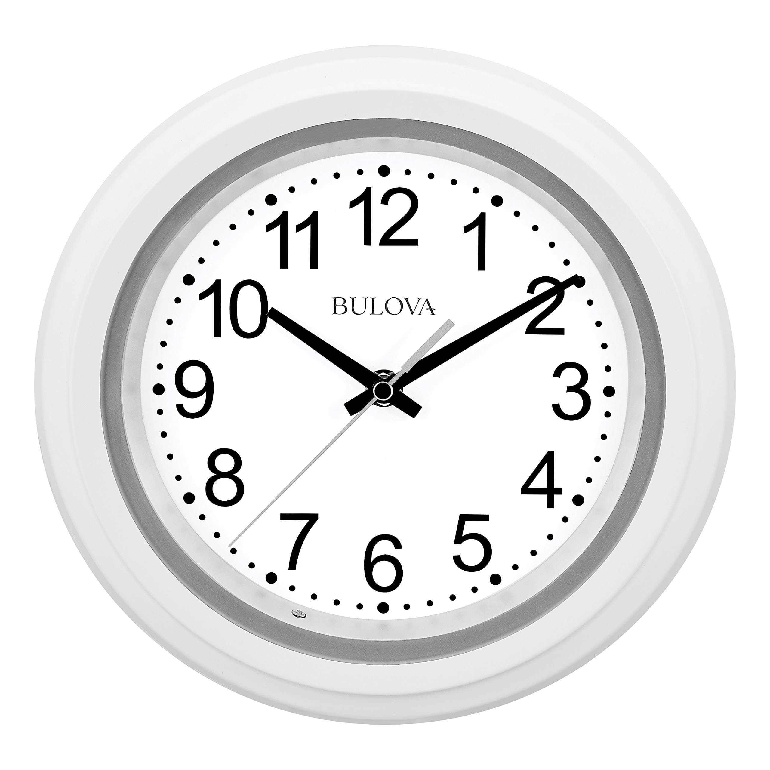 C4865 Night Vision Lighted Dial Wall Clock, 10", White