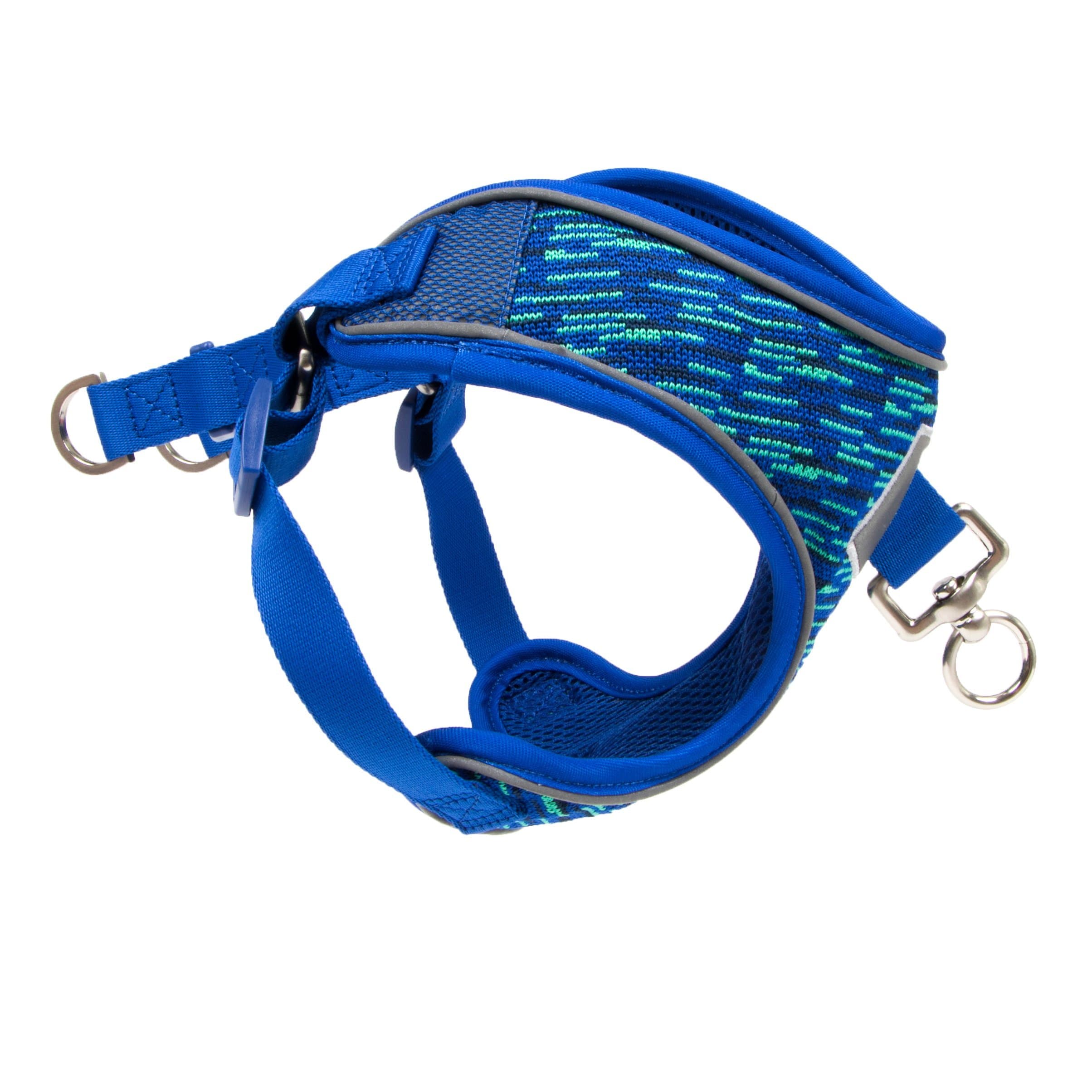 Pup Crew Pro 22100450 Reflective Mesh Flex Knit Harness, Blue Wave, Large