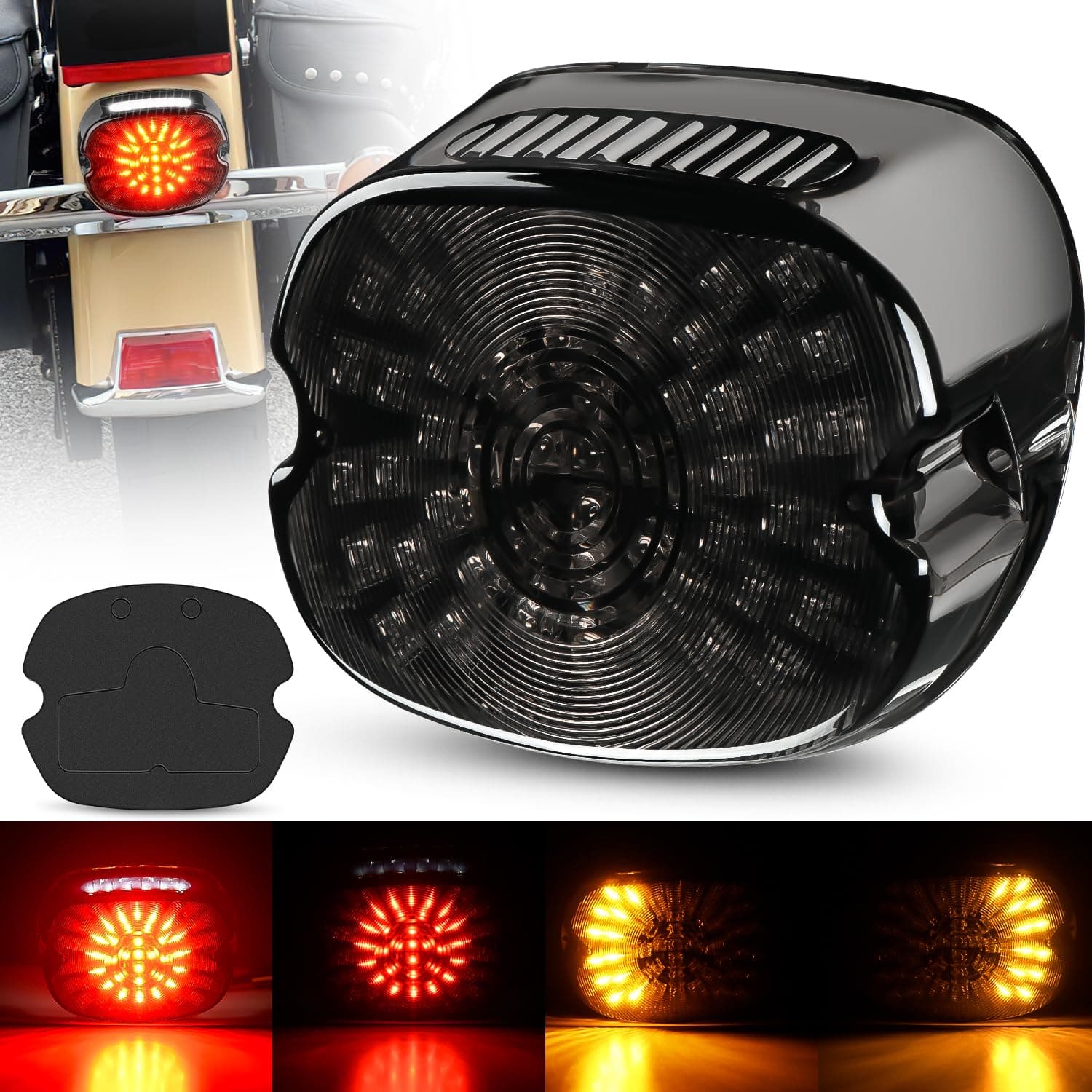 Nilight - Motorcycle LED Brake Tail Light Smoked Tail Light for Harley Davidson Dyna Sportster 883 1200 Road King Glide Electra Heritage