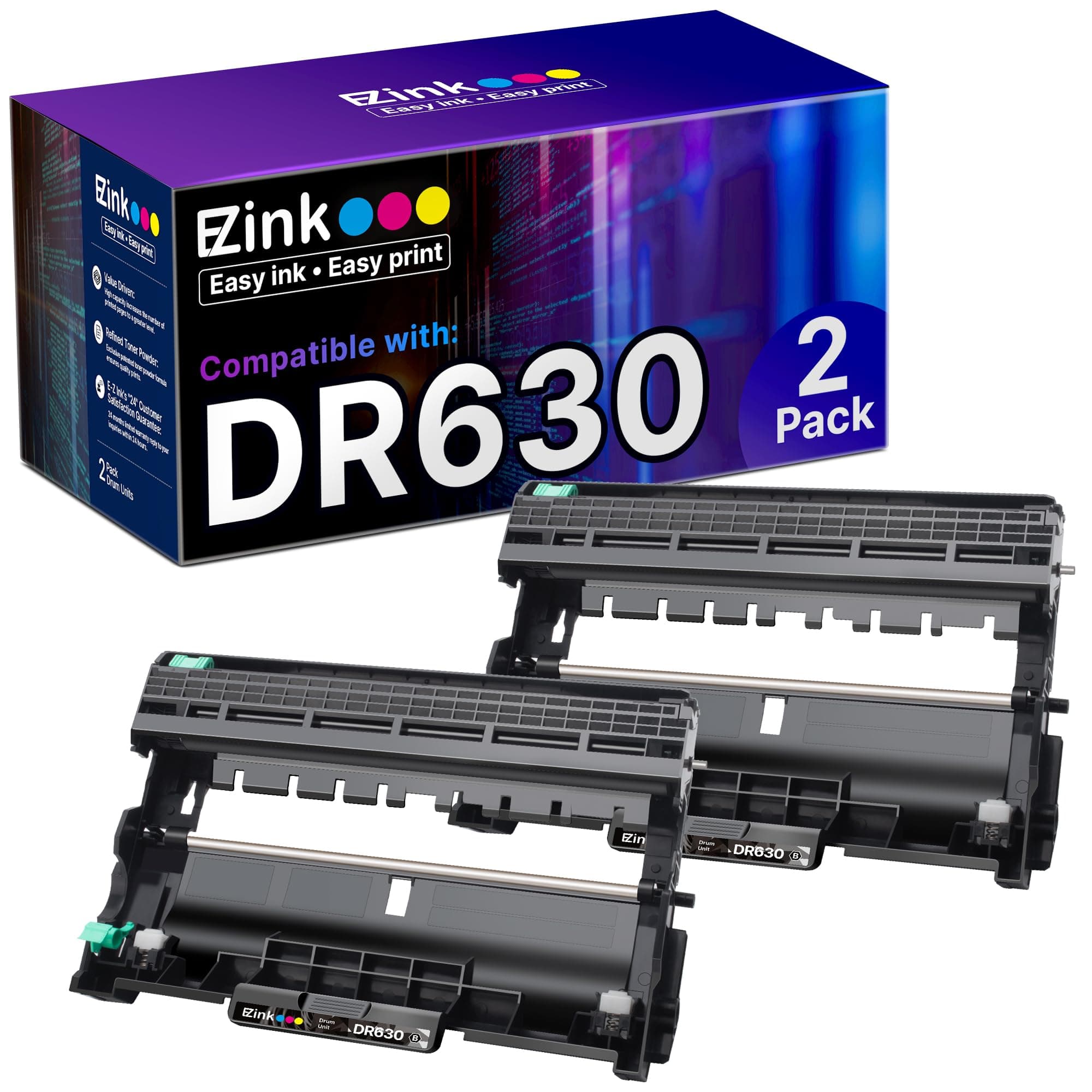 E-Z Ink Compatible Drum Unit (Not Toner) Replacement for Brother DR630 DR 630 to Compatible with DCP-L2520DW DCP-L2540DW HL-L2300D HL-L2305W HL-L2320D HL-L2340DW HL-L2380DW HL-L2680W (2 Pack)