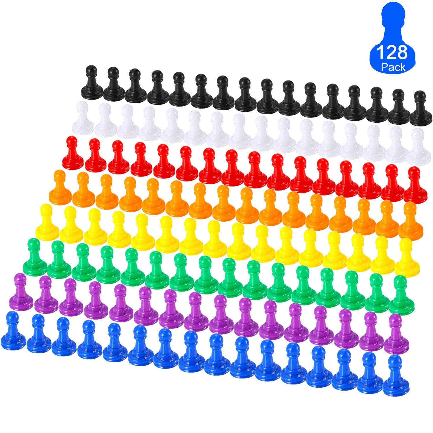 Gejoy 128 Pcs Board Game Pieces Multicolor Plastic Pawns Game Pieces for Board Games Chess,1 Inch Game Pawns, Tabletop Markers, Arts and Crafts