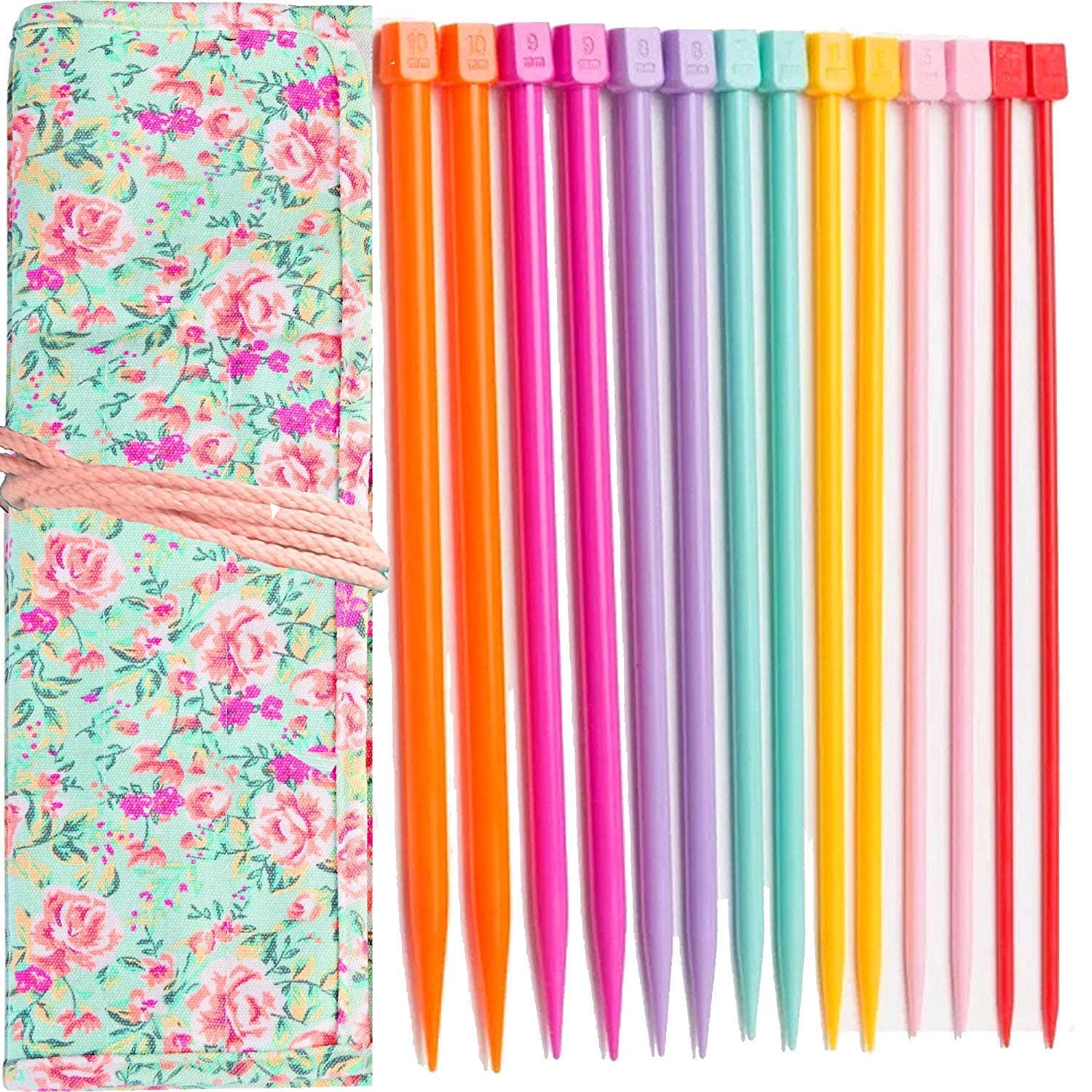 Knitting Needles Plastic Straight Single Pointed Knitting Needles 4.0mm 5.0mm 6.0mm 7.0mm 8.0mm 9.0mm 10.0mm for Beginers+❤️ durabe knitting bag❤️
