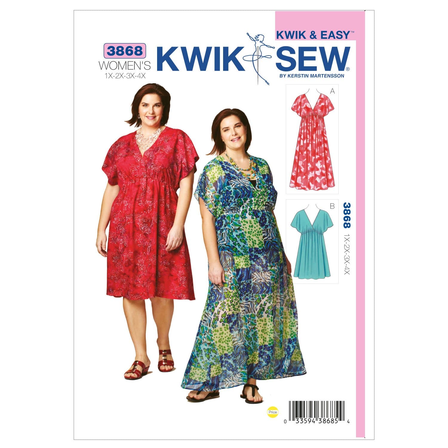 KWIK-SEW PATTERNSKWIK - SEW K3868 Size 1X - 2X - 3X - 4X Dresses, Pack of 1, White