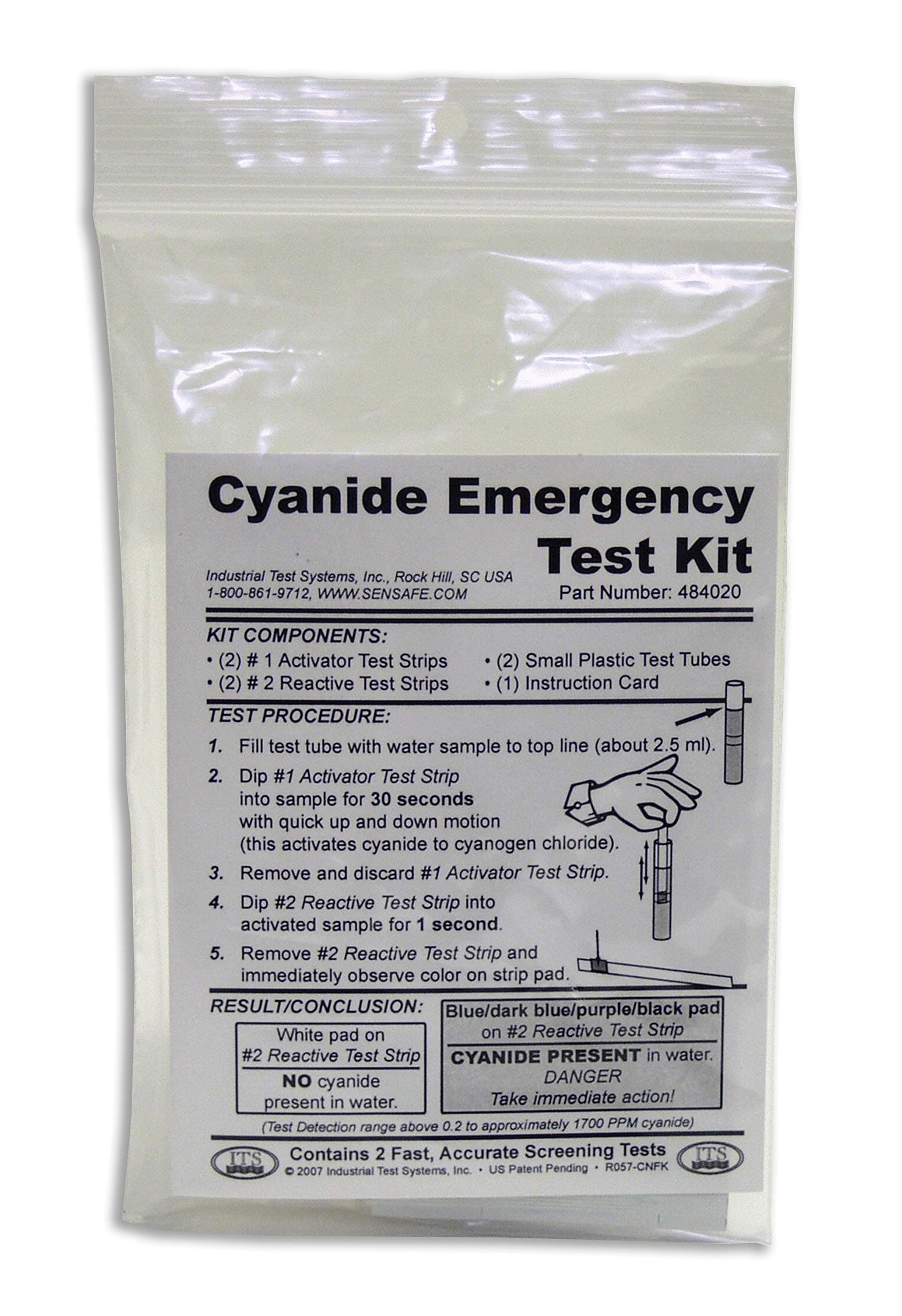 Industrial Test Systems 484020 Cyanide Emergency Test Kit, 0.2-1700 ppm Range