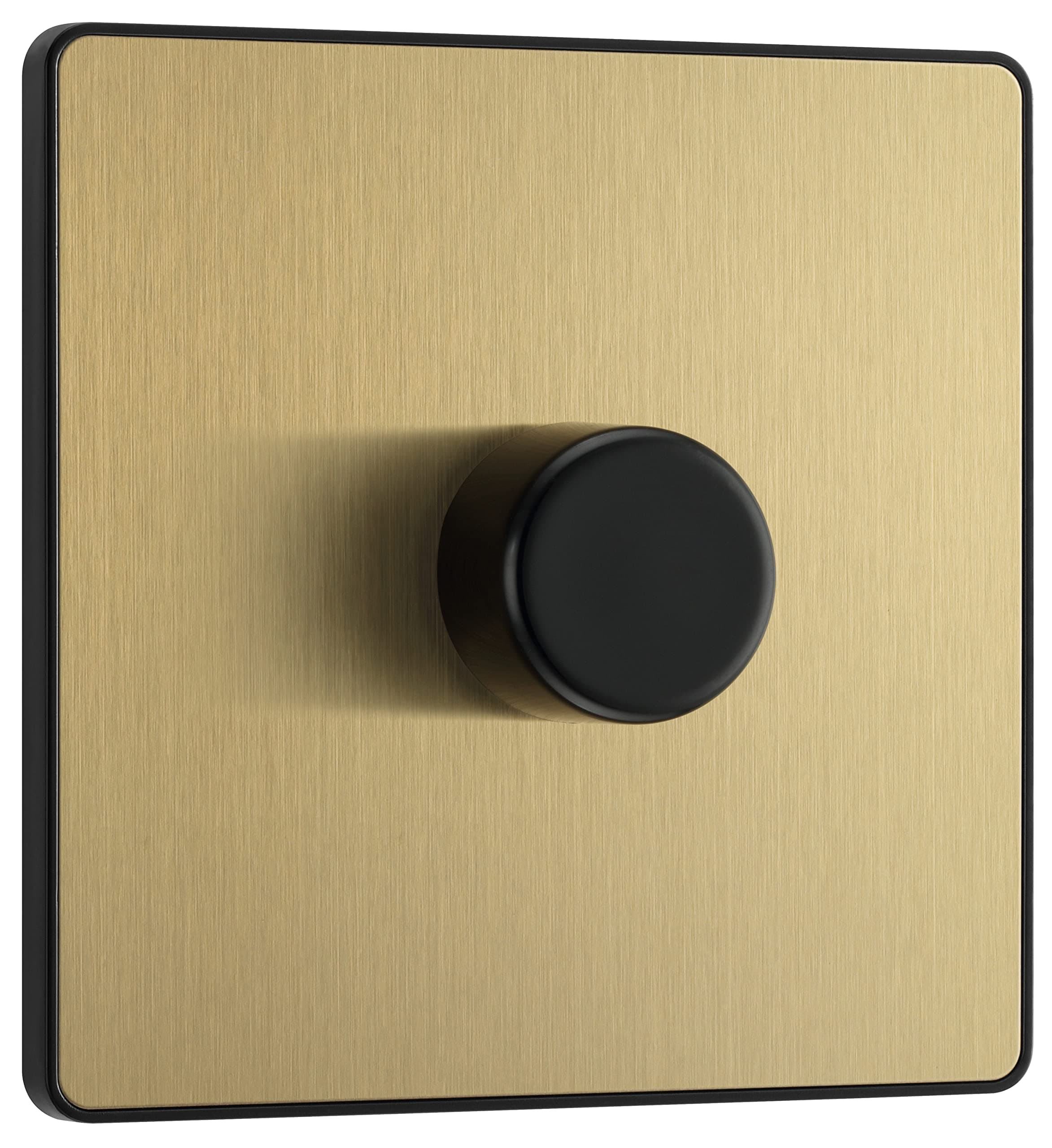 BG Electrical PCDSB81B Smart Single Wall 2 Way Screwless Faceplate Evolve 200W Satin Brass Dimmer Switch
