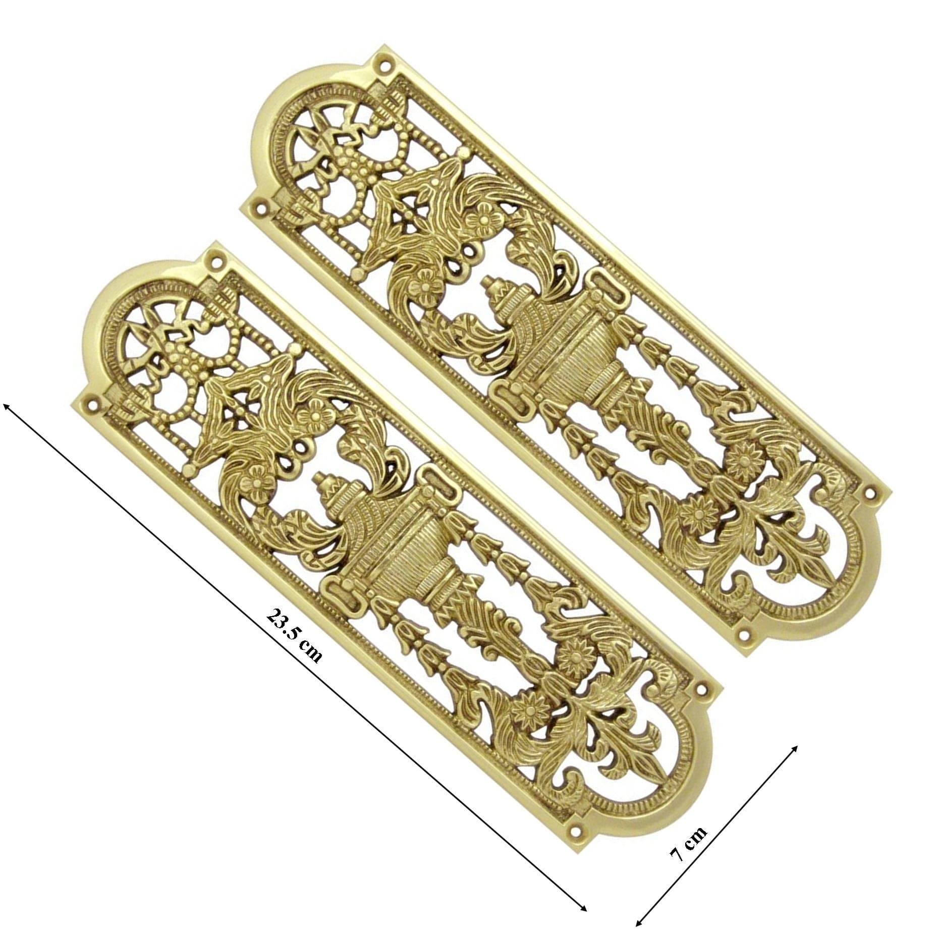 Fancy Antique Style Solid Brass Gold Finger Plate Push Plates Enter Exit