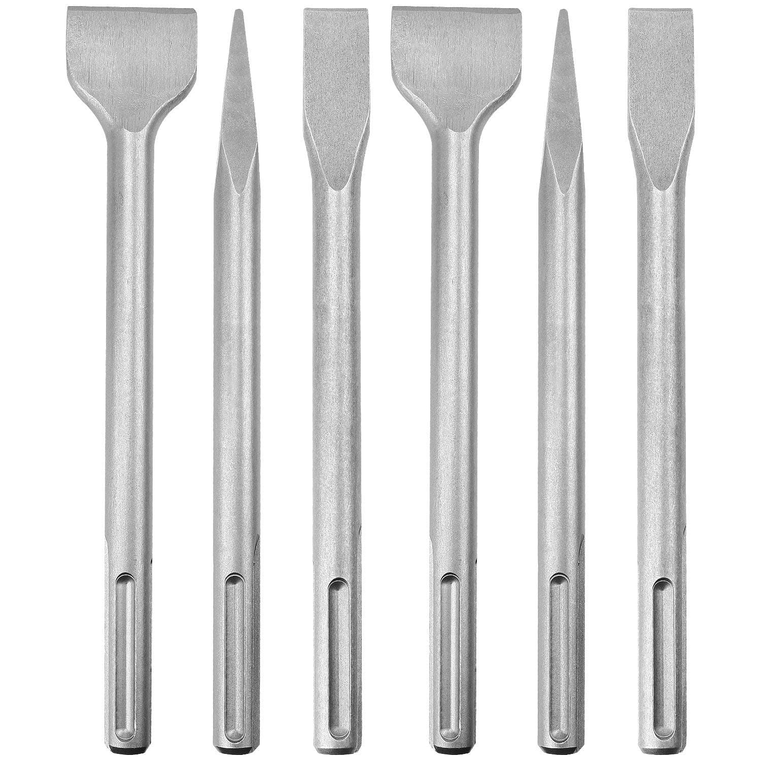 CertBuy 6-Piece SDS Max Concrete Drill Bit Set - Rotary Hammer Bits Including Point, Flat and Scaling Chisels