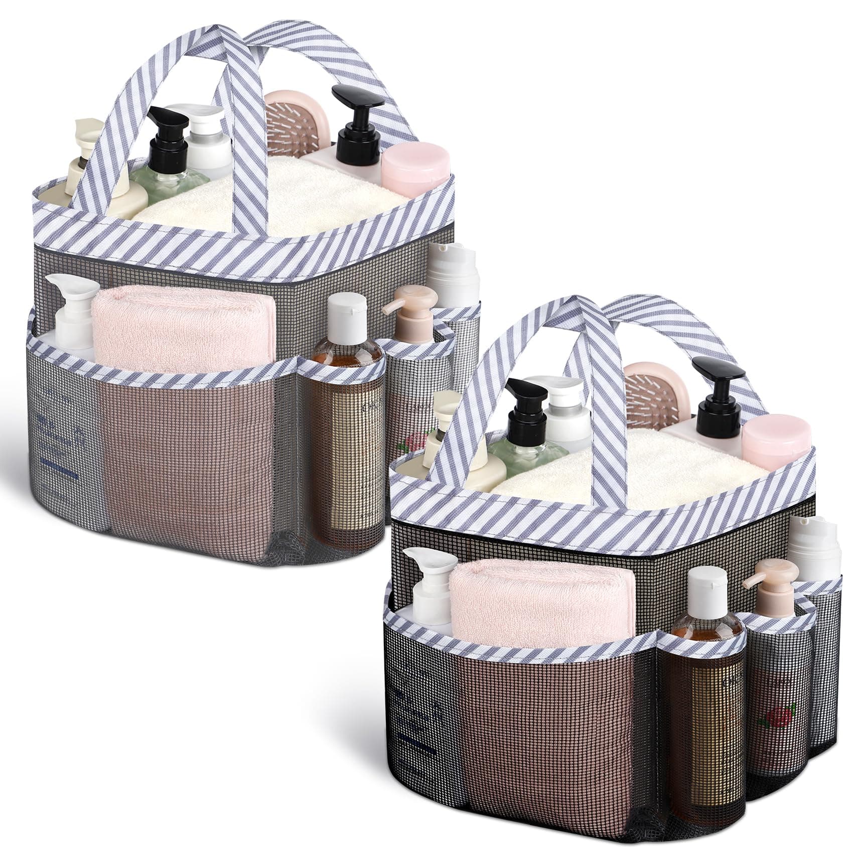 Attmu 2 Pack Mesh Shower Caddy Portable, Quick Dry Hanging Shower Tote Bag for College Dorm Room Essentials, Large Capacity Shower Caddy Dorm for Bathroom Gym Swimming