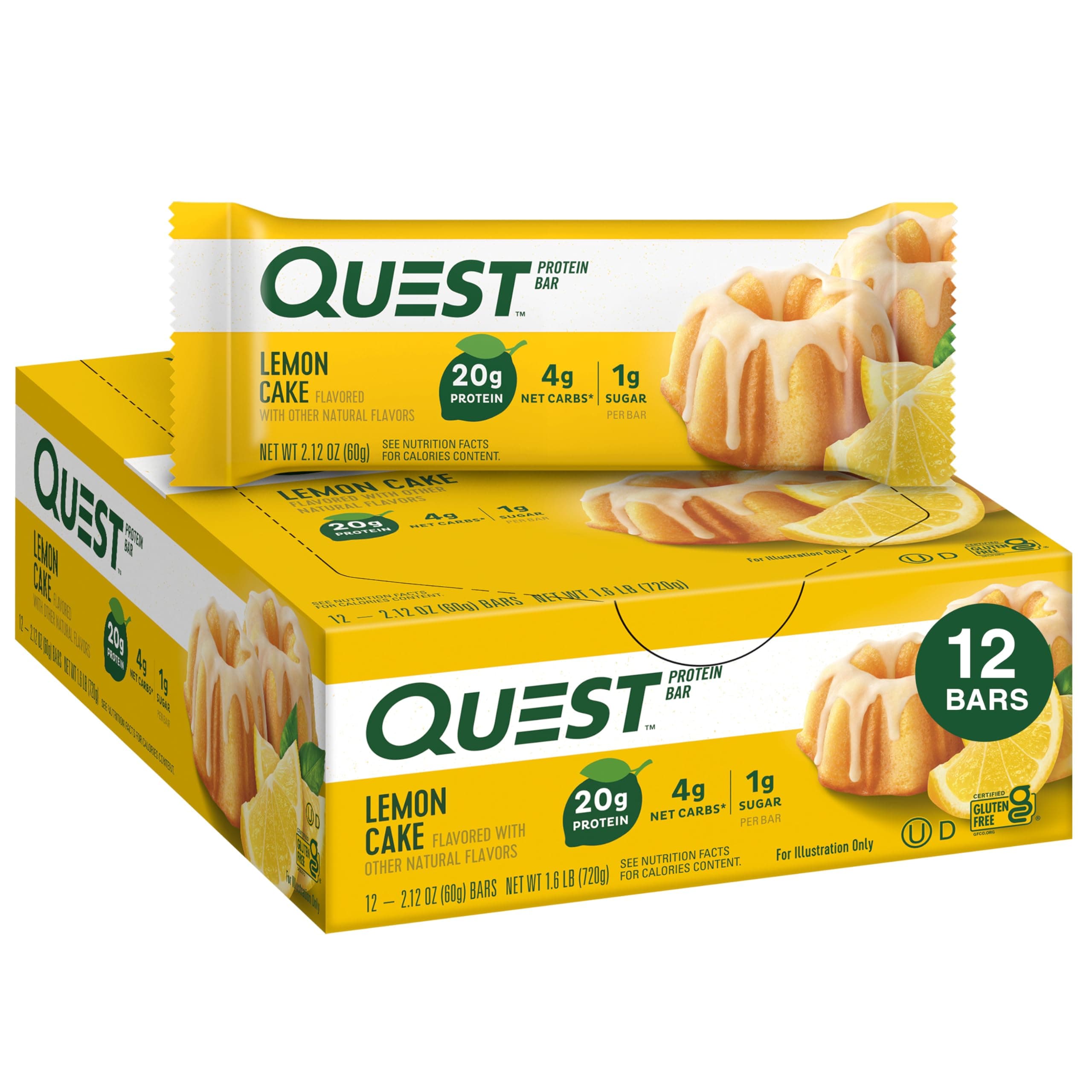 Quest Nutrition Bar, Lemon Cake, 12/Box