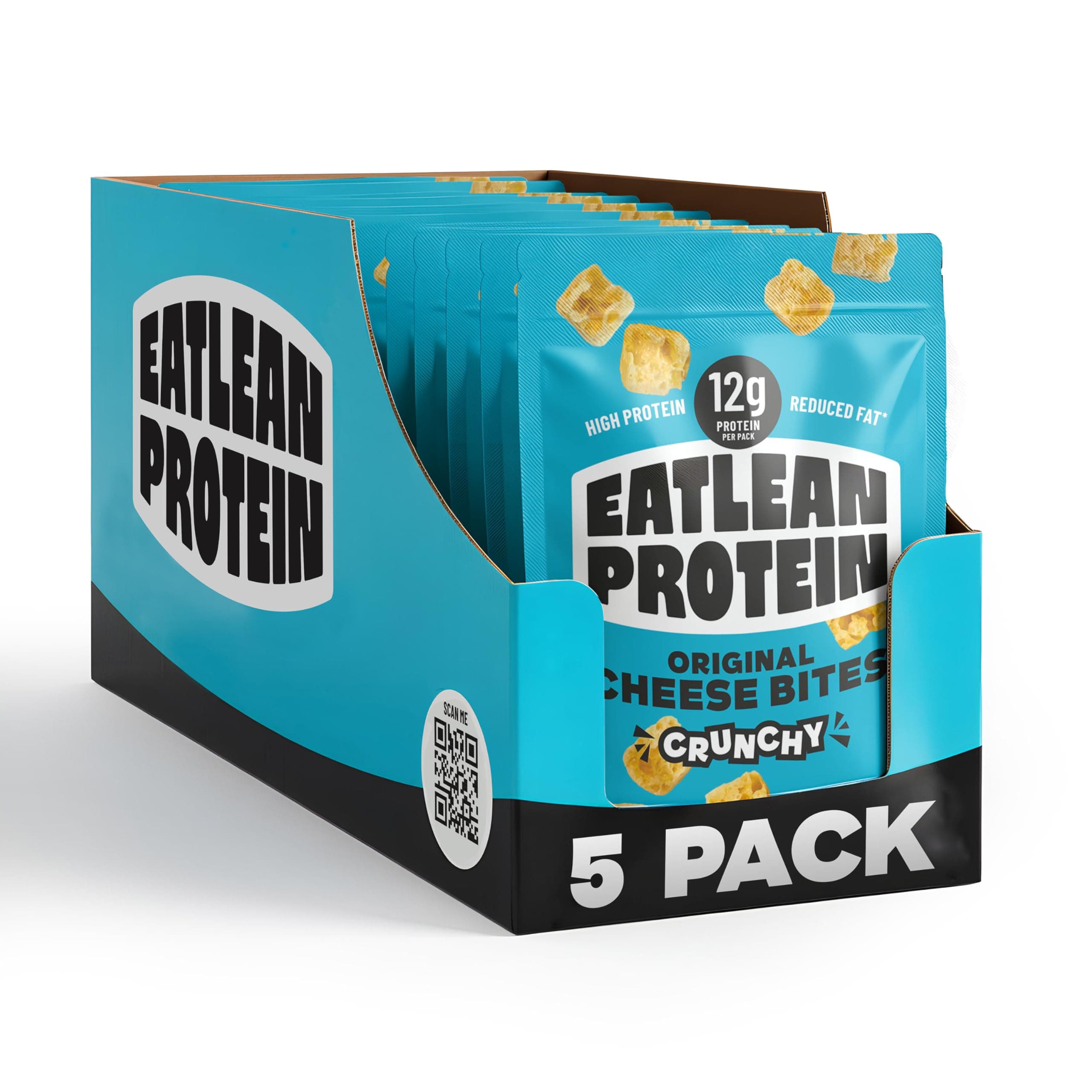Protein Cheese Bites - Original Baked Cheese Crisp Snacks, 12g Protein, 83 Calories, Low Carb & Keto Friendly, Vegetarian, 20g Bags, 5 Pack On-the-Go Gym & Lunchbox Snack