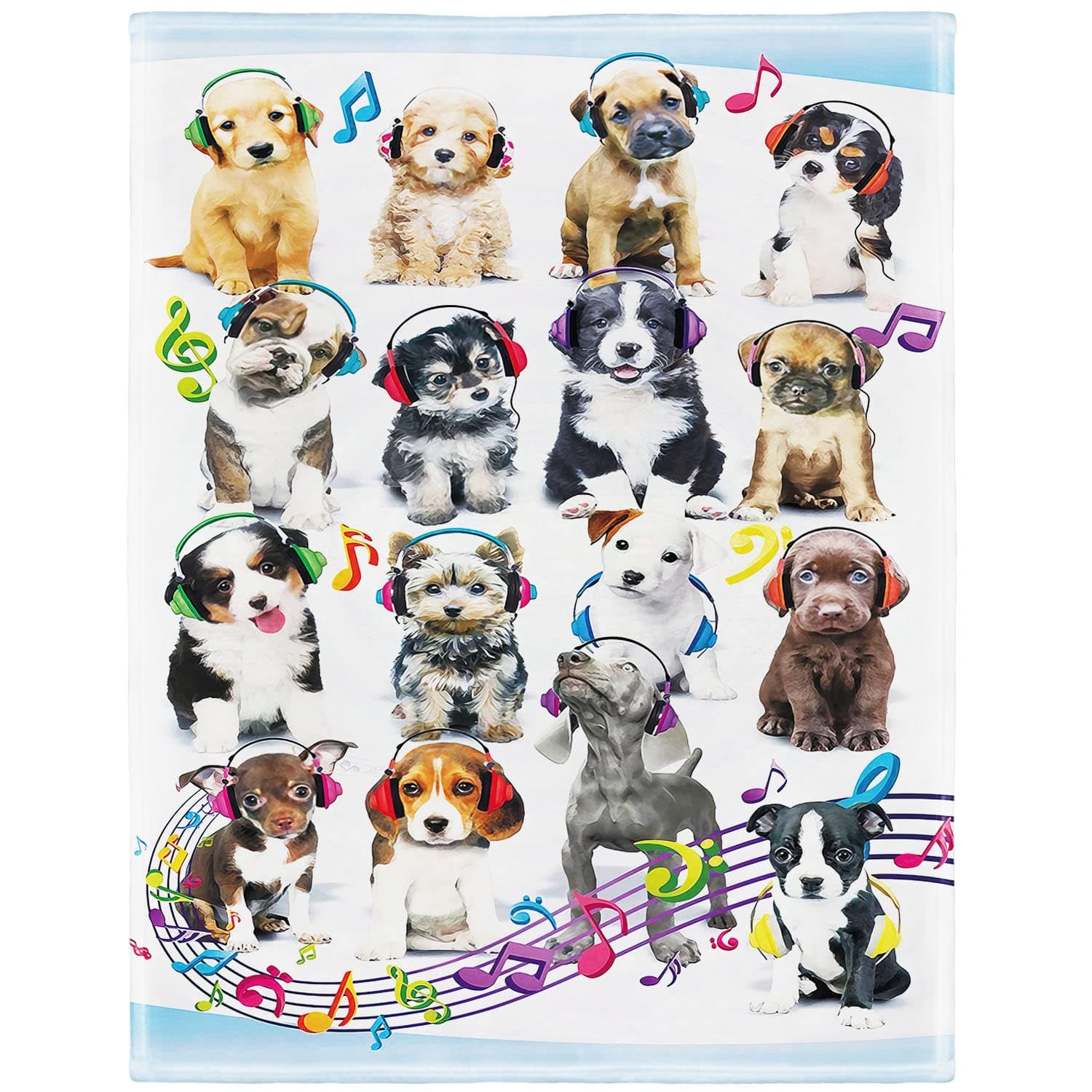 60" x 80" Blanket Comfort Warmth Soft Plush Throw for Couch Dog Puppy Headphones