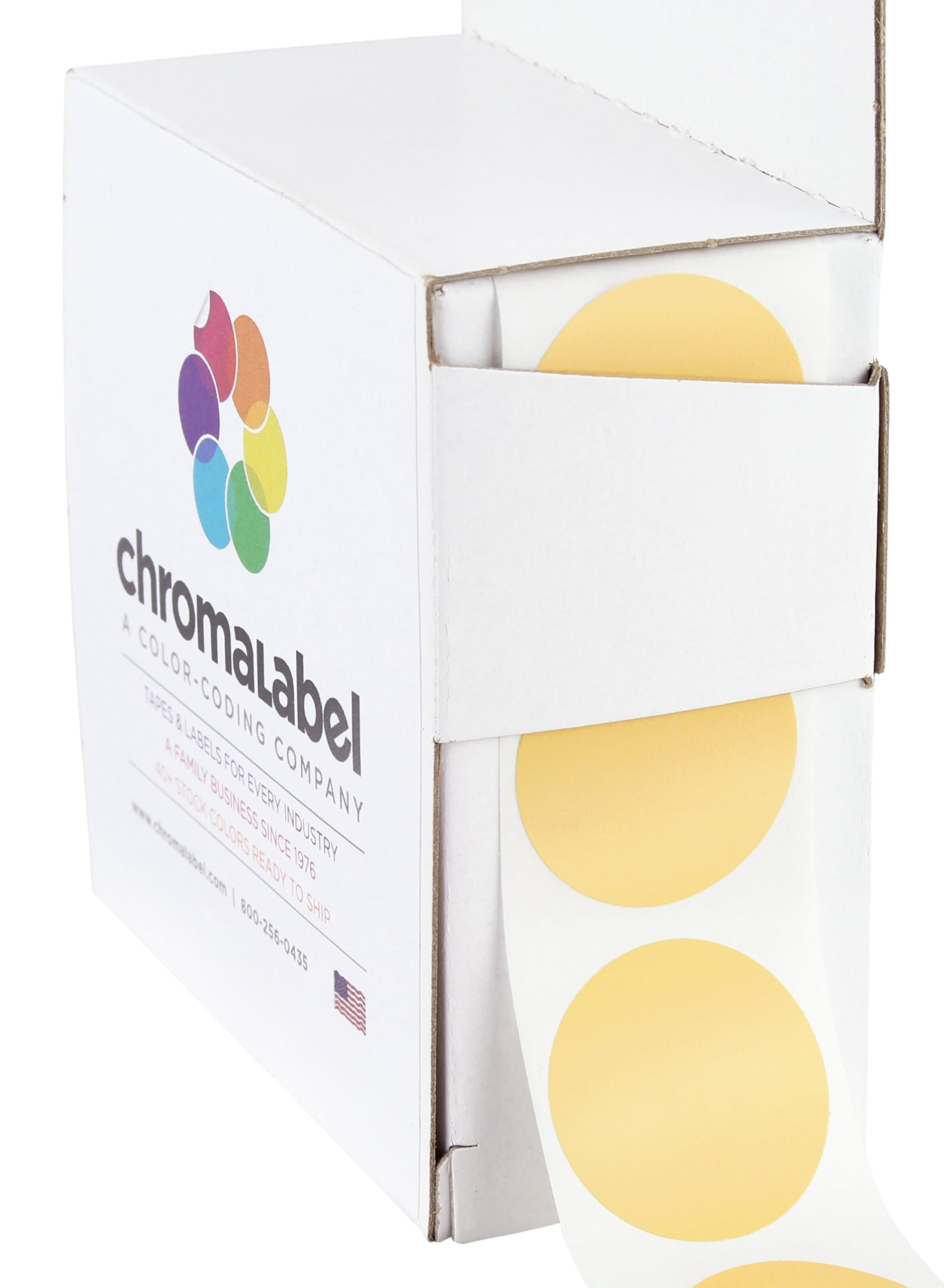 ChromaLabel 1 Inch Round Permanent Color-Code Dot Stickers, 1000 per Dispenser Box, Tan