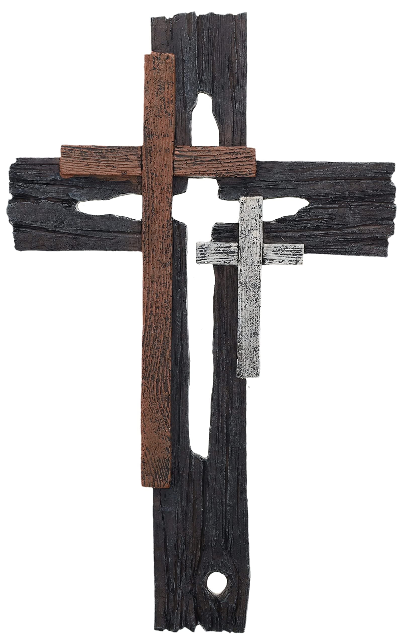 Top Brass Rustic Multi Layered Decorative Wall Cross - Weathered Wood Look Spiritual Art Sculpture