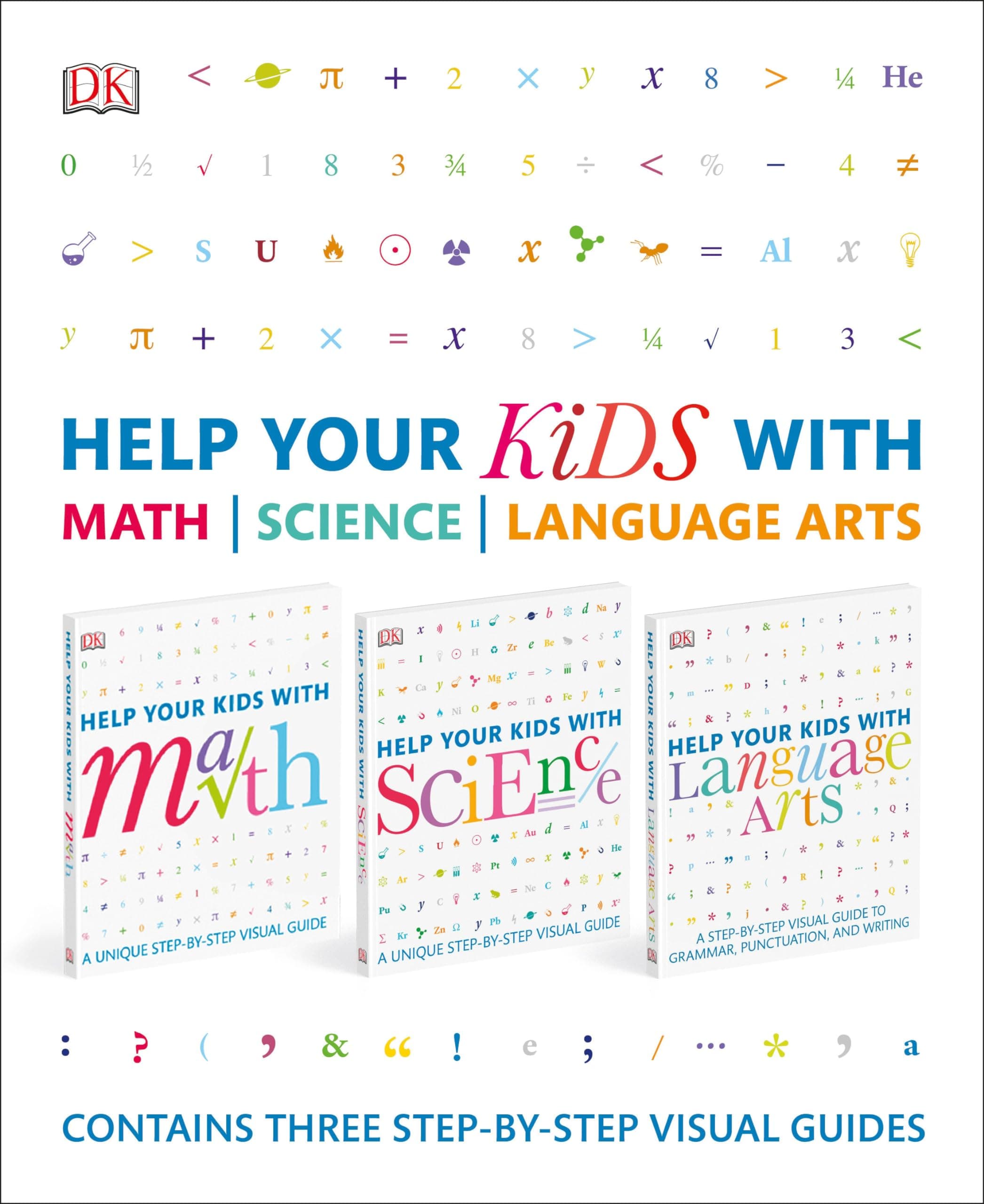 DK Help Your Kids with Math, Science, and Language Arts Box Set: Contains Three Step-By-Step Visual Guides