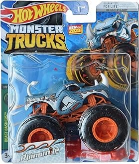 Hot Wheels Monster Trucks Rhinomite, Beast Bashers 7/7 Connect and Crash Car