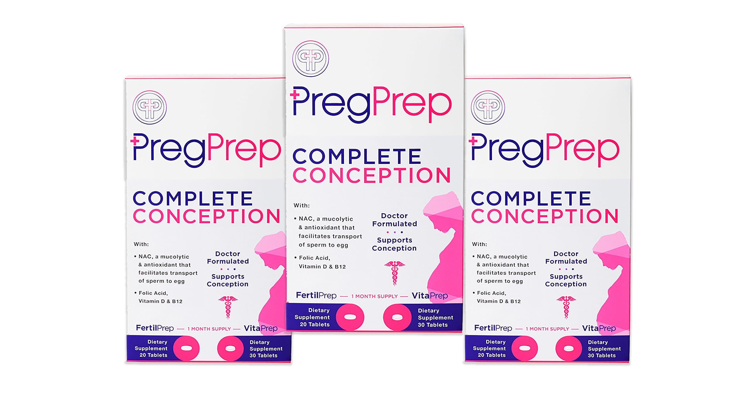 Complete Conception Triple Pack, Conception Aid for Women with Folic Acid, 3 Month Supply, 132 Count