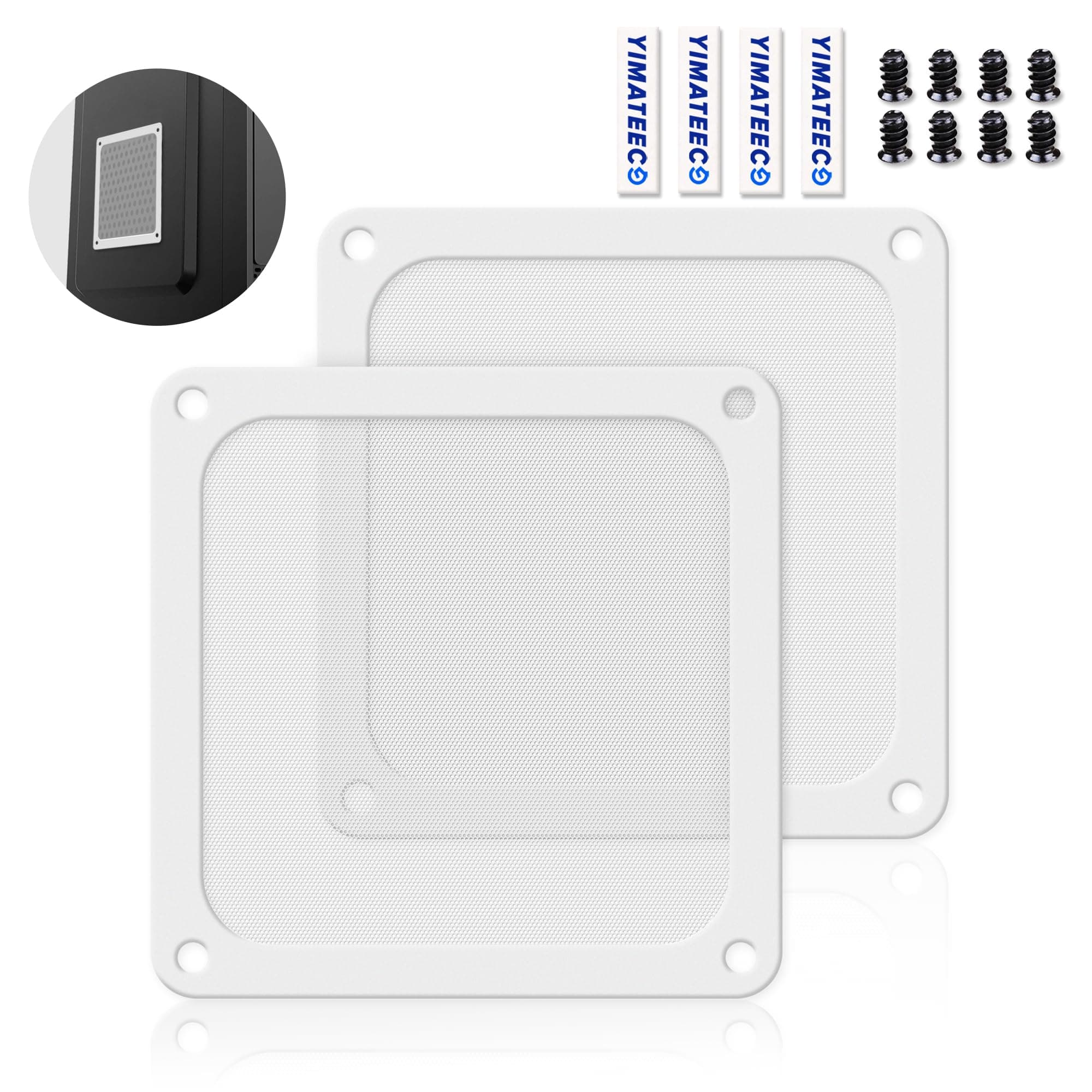 120mm Fan Filter PC Dust Filter for Computer Cooler/PSU/Routers PVC 50 Mesh, Magnetic Frame Dustproof Case Cover Fan Grills (PVC, 120 * 120mm, 2pcs, White)