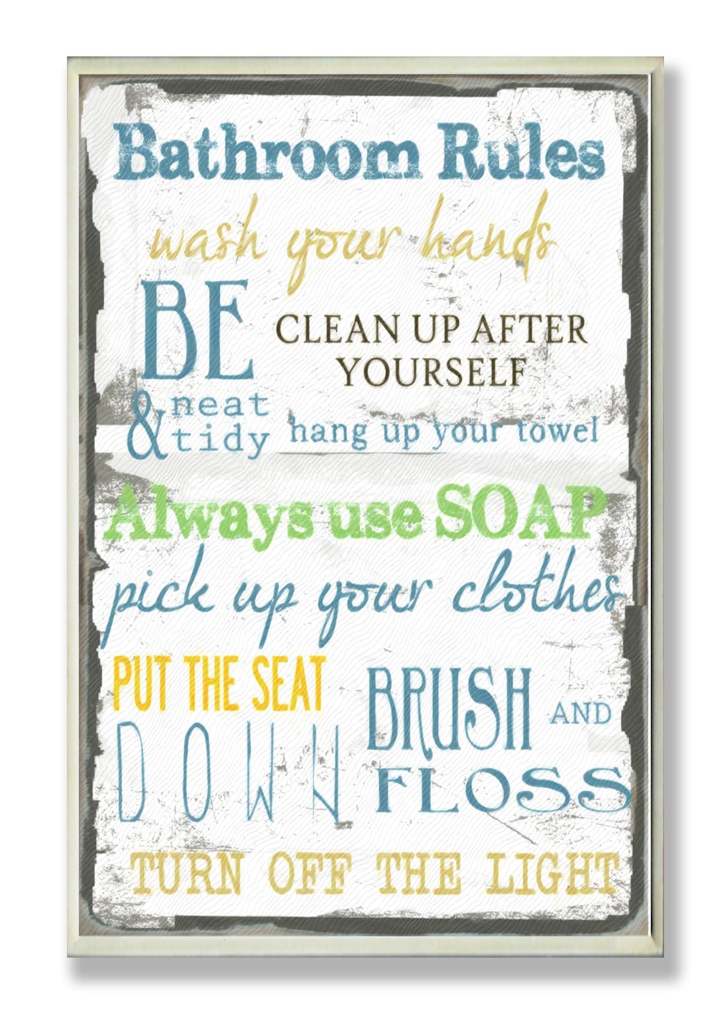 Stupell Home Décor 'Bathroom Rules ' Typography Bathroom Wall Plaque, 10 x 0.5 x 15, Proudly Made in USA