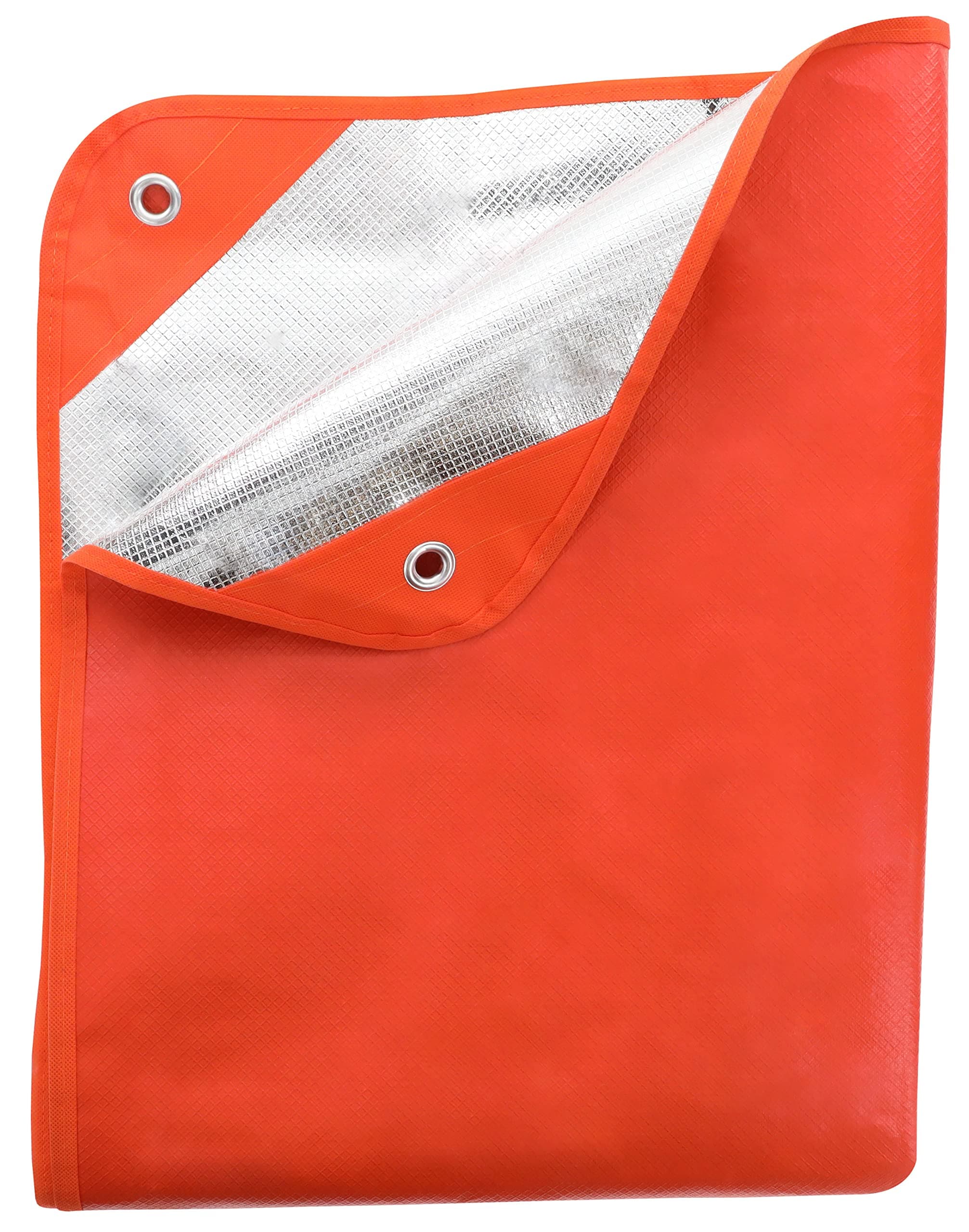 20-PGR0010-08 Survival Blanket/Tarp 2.0 with Windproof and Waterproof Material for Emergency, Camping, Hiking and Outdoors, Orange