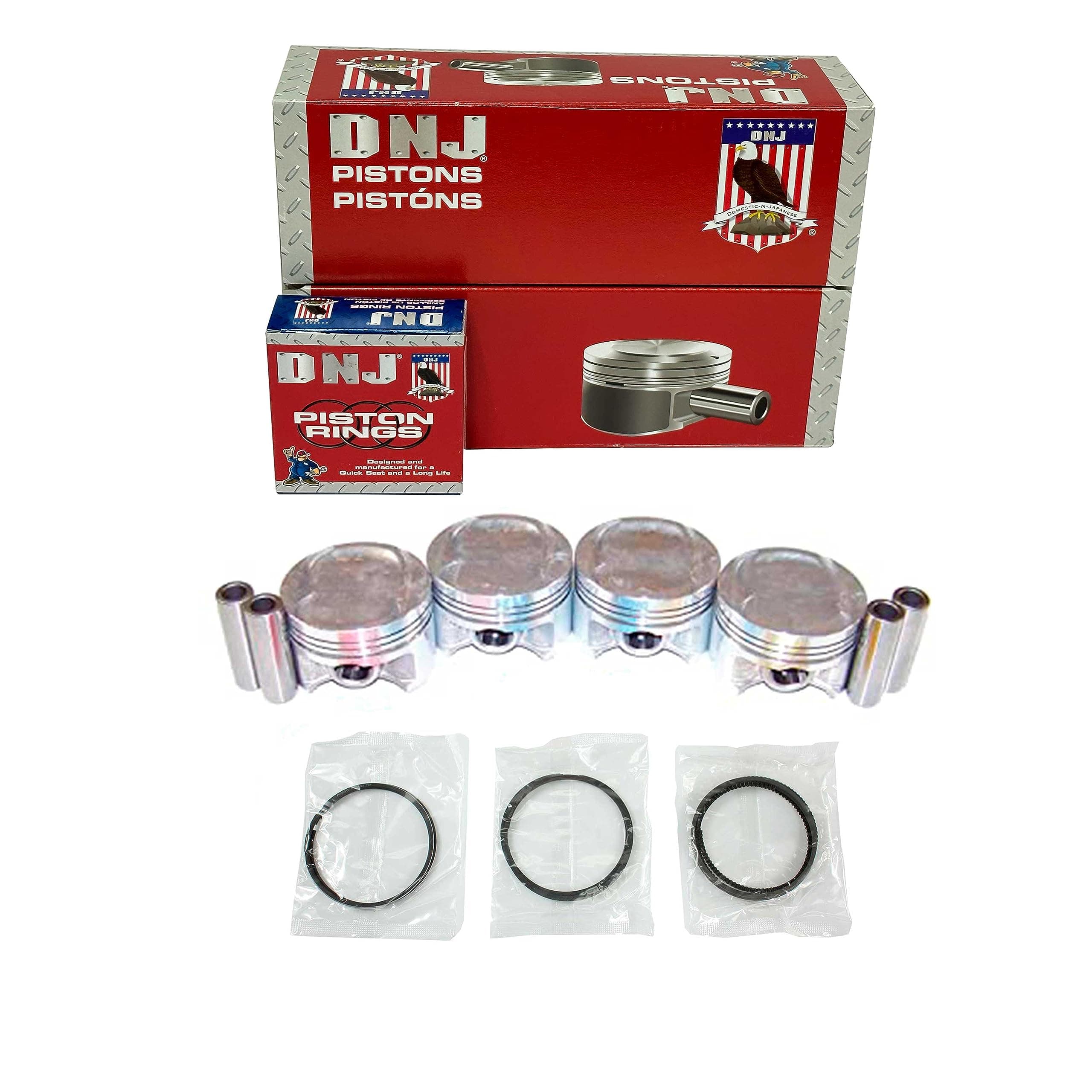 DNJ PRK297A Piston and Ring Kit For 1996-2000 Honda Civic Civic del Sol 1.6L L4 SOHC 16V Naturally Aspirated D16Y7