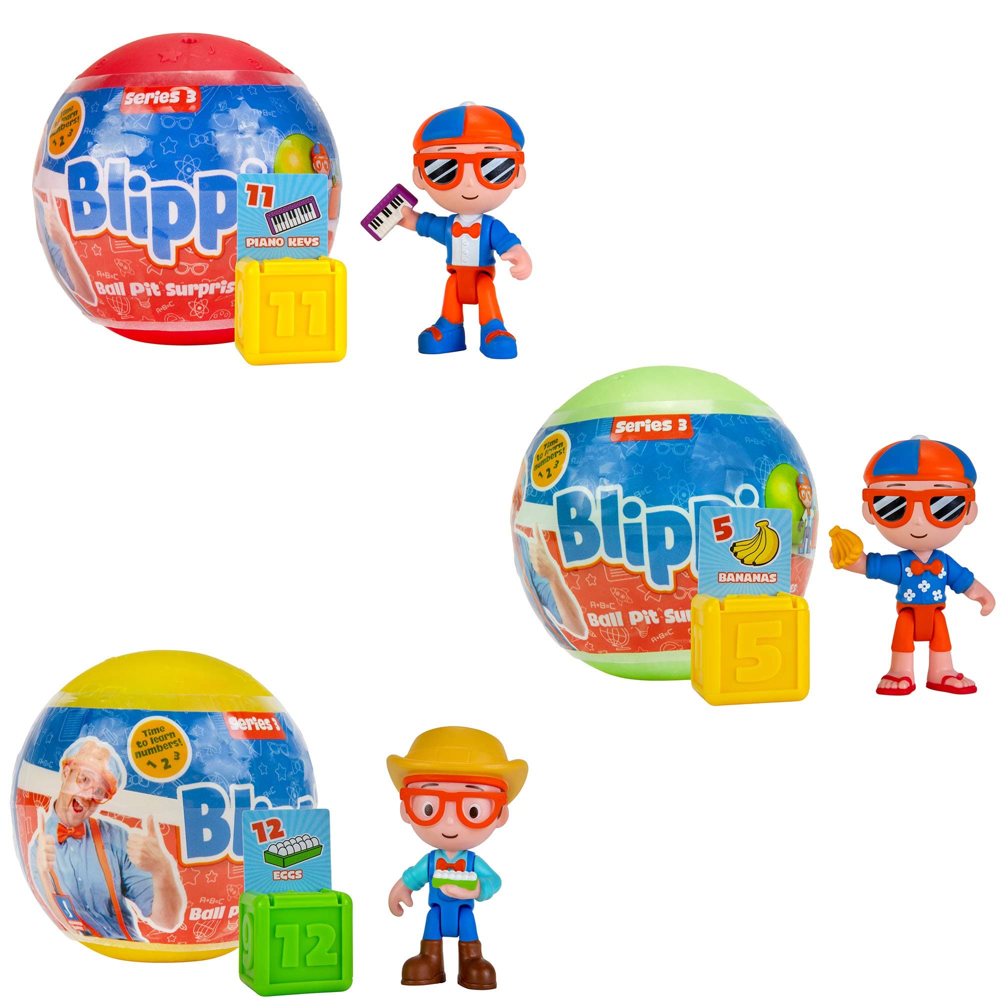 Ball Pit Surprise 3 Pack Bundle Learn Shapes and Numbers Toy Figures for Children and Toddlers