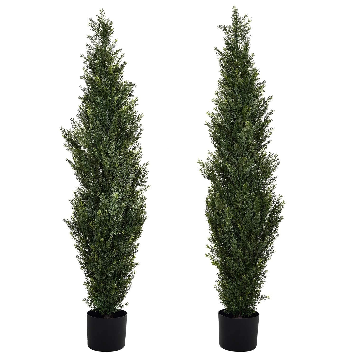 DearHouse 2 Pack Artificial Cedar Topiary Trees, 4ft Potted Topiary Trees UV Rated Potted Plants for Front Porch Entrance Home Decoration