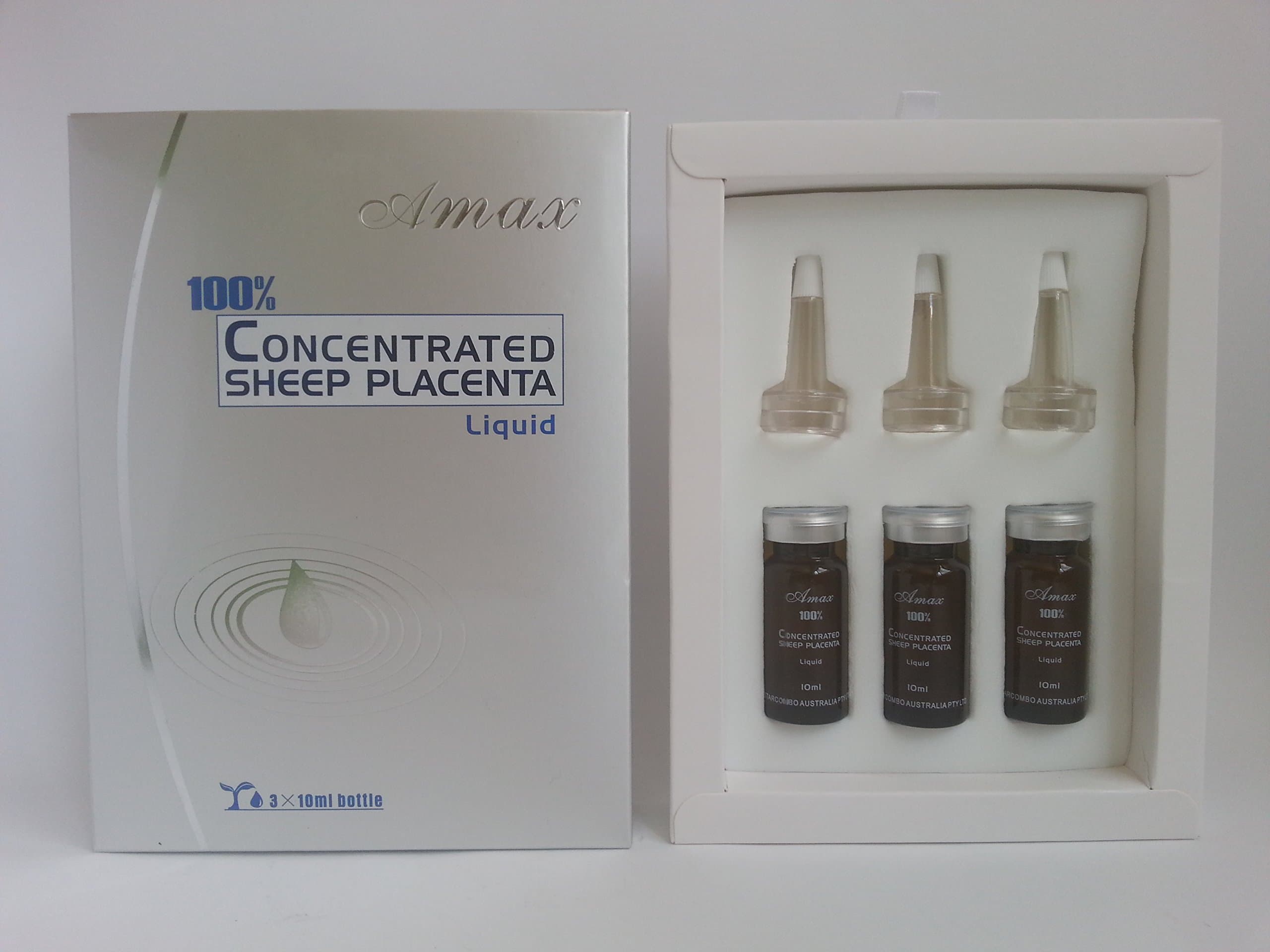 Amax Concentrated Sheep Placenta Liquid 3X10ml Bottles Box