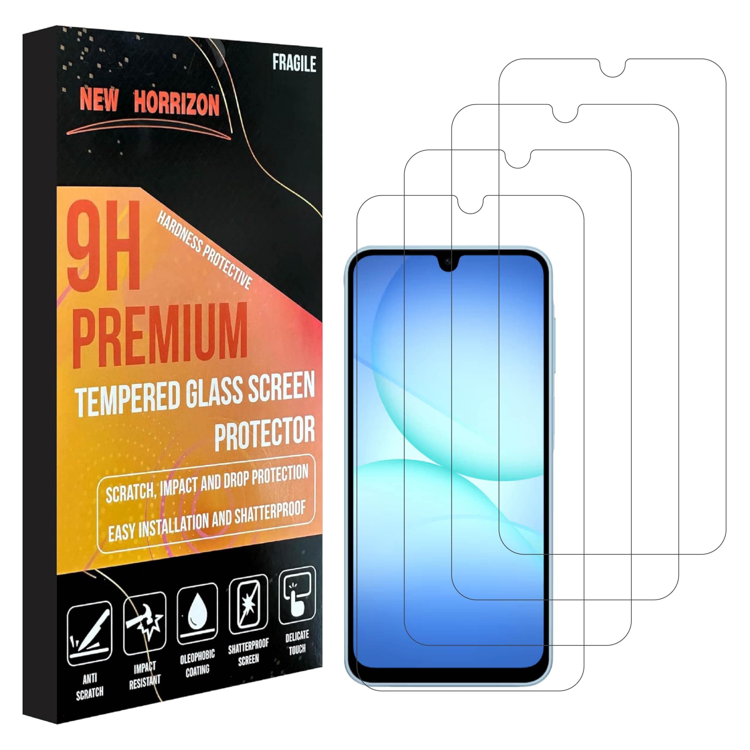 [4-Pack Screen Protector for Samsung Galaxy A17 / A16 / A26 5G / 4G, Tempered Glass Film, Anti-Scratch, Anti-Shatter, Lifetime Support (Samsung A17 / A16 / A26)