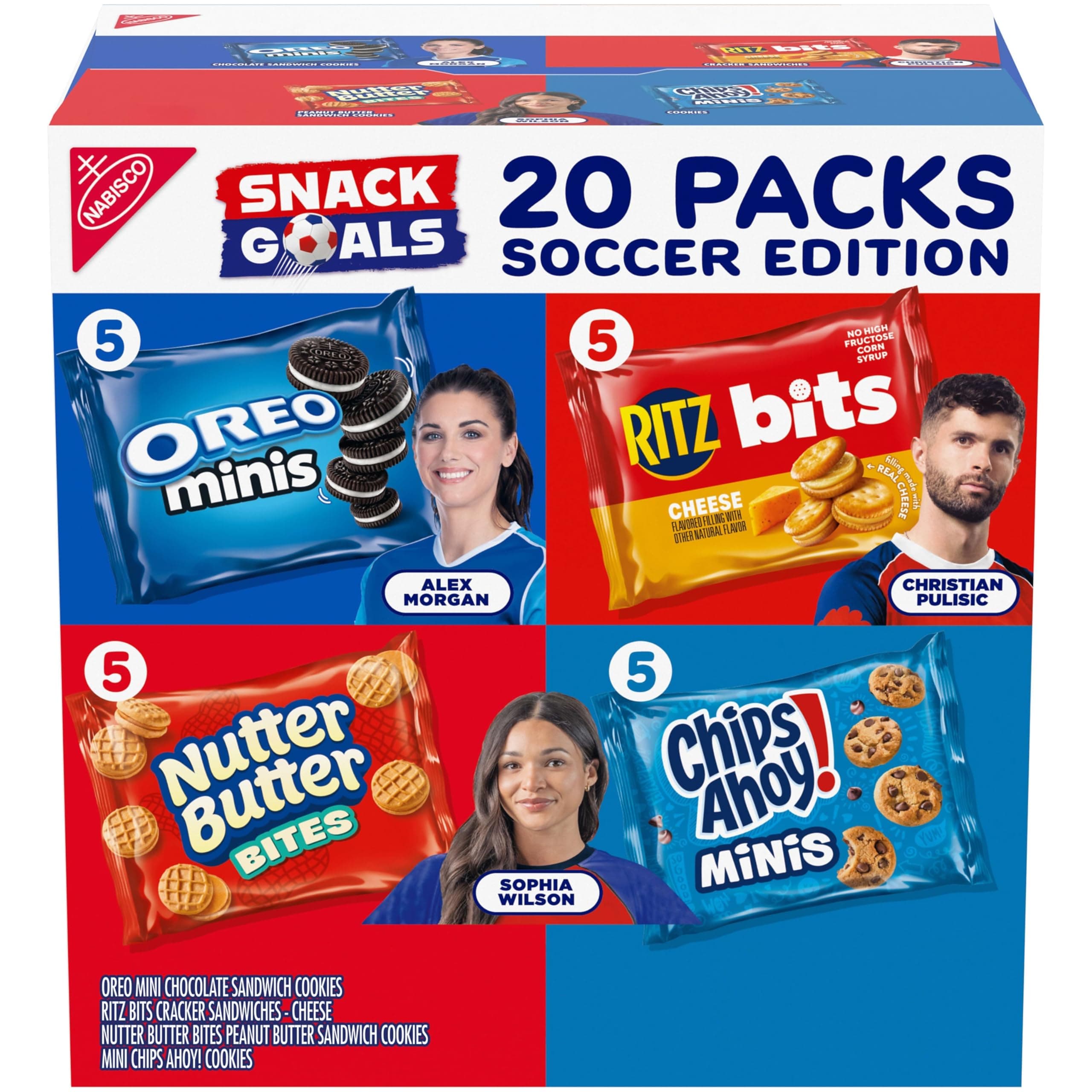 Nabisco Classic Mix Variety Pack, OREO Mini, CHIPS AHOY! Mini, Nutter Butter Bites, RITZ Bits Cheese, 20 Snack Packs