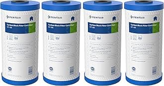 Pentair Pentek EP-BB Big Blue Carbon Water Filter, 10-Inch, Whole House Carbon Block Replacement Cartridge with Bonded Powdered Activated Carbon (PAC) Filter, 10" x 4.5", 5 Micron, Pack of 4
