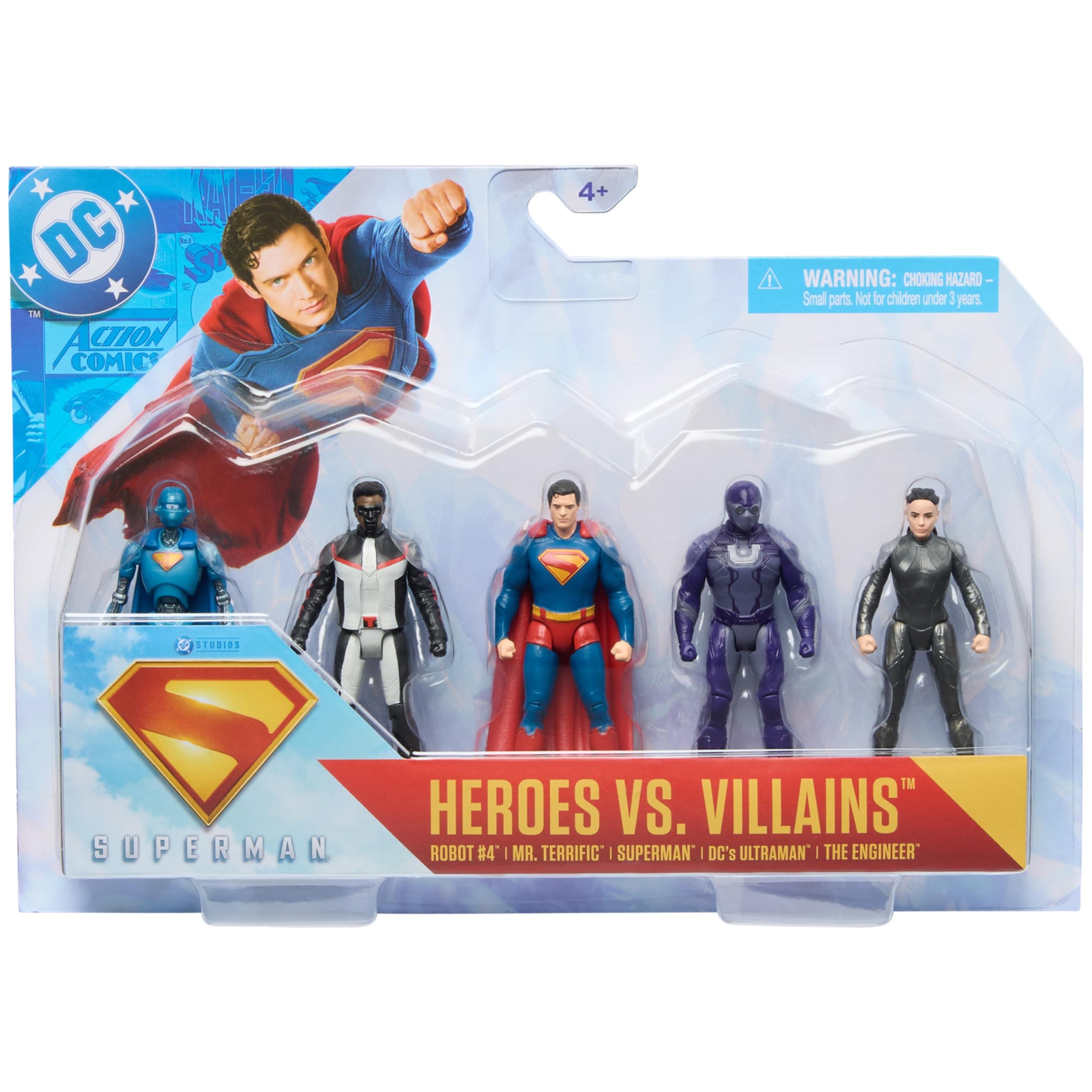 SUPERMAN Heroes Vs. Villains 5-Pack, 7-cm Action Figure, Stylised Superhero Figures with Dynamic Poses and Battle Ready Armour, Kids’ Toys for Ages 4+