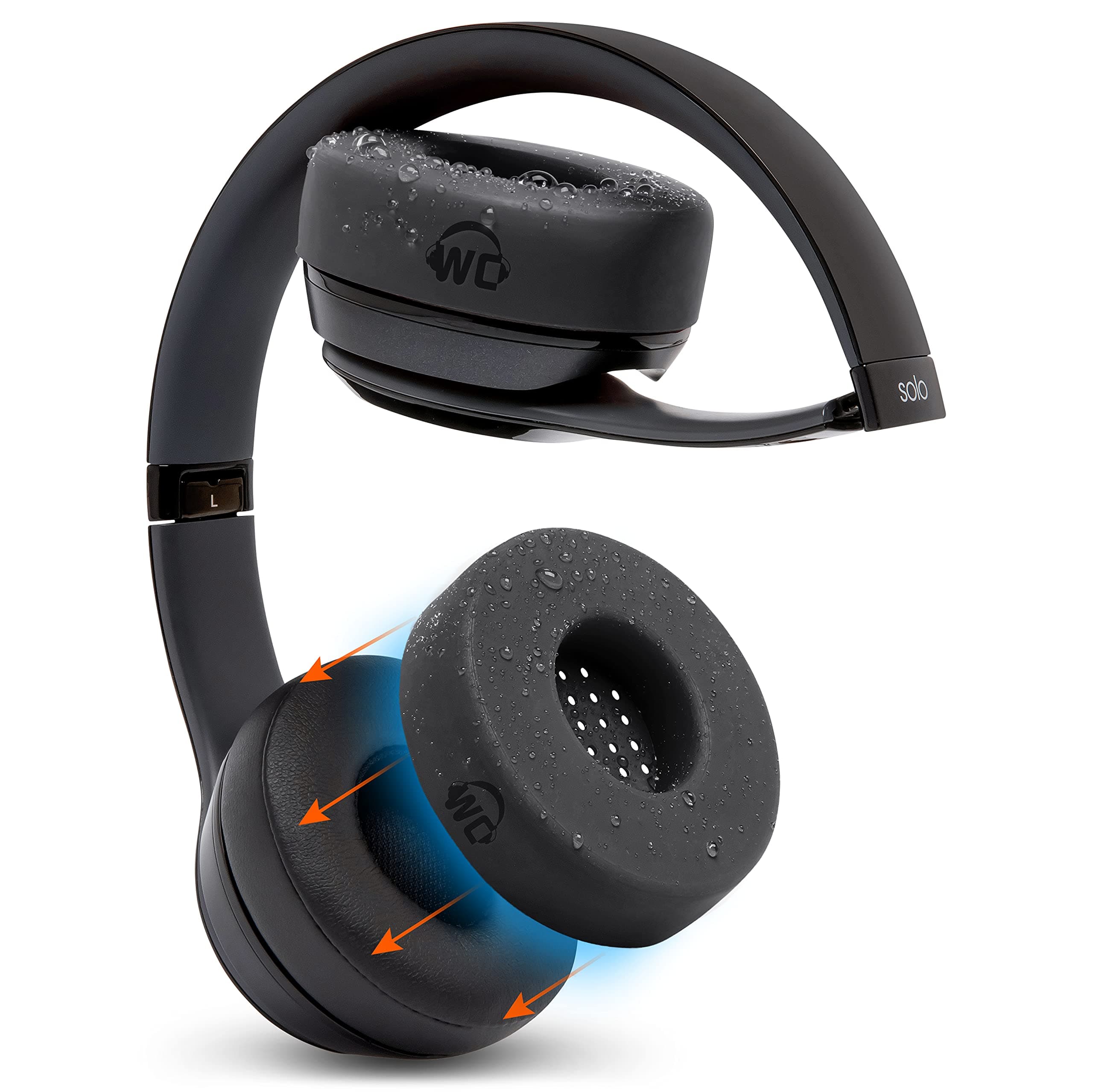 WC Small SweatZ Protective Headphone Ear Covers Made by Wicked Cushions | Fits Beats Solo 2 & 3 | Sweatproof, Washable & Preserves Comfort | (Black)