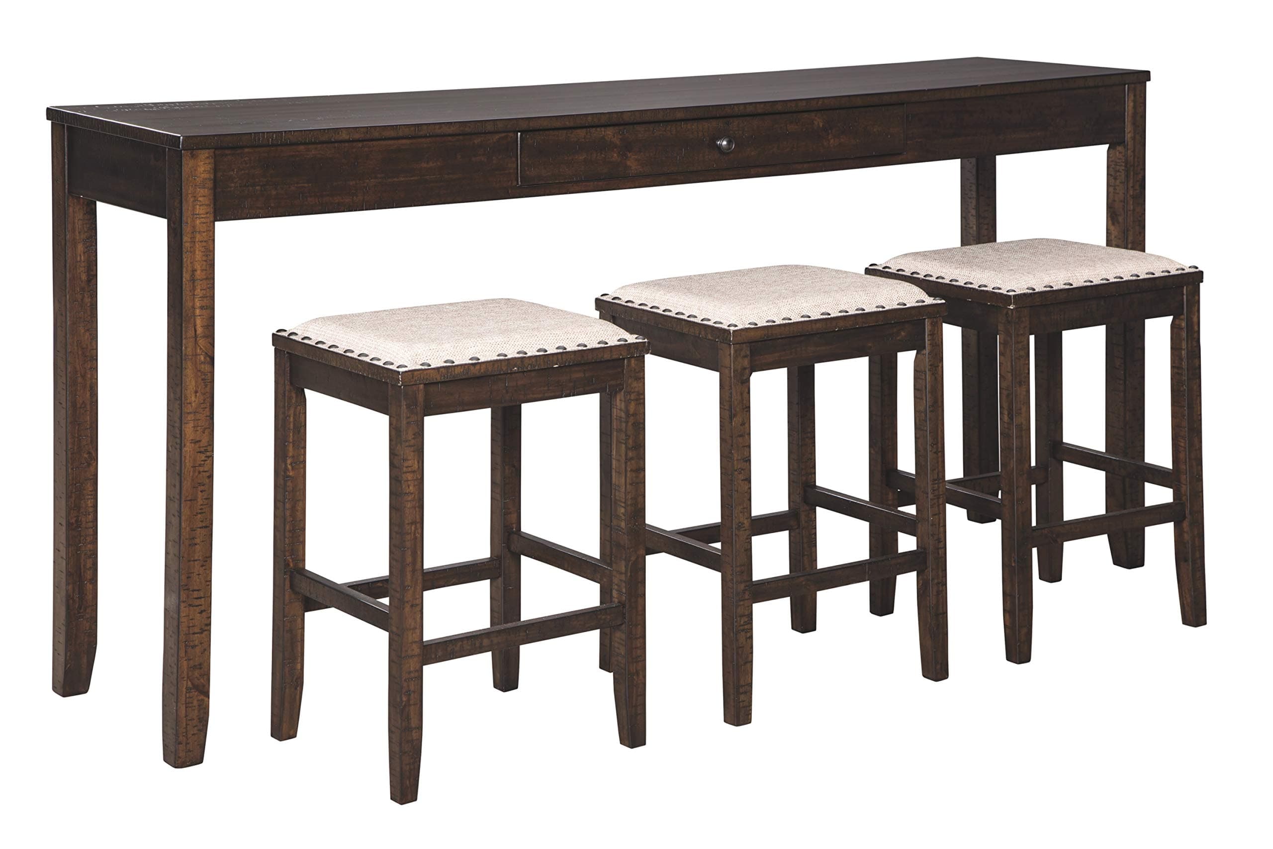 Signature Design by AshleyRokane Rectangular Dining Room Counter Table Set - Set of 4 - Casual Style - Brown