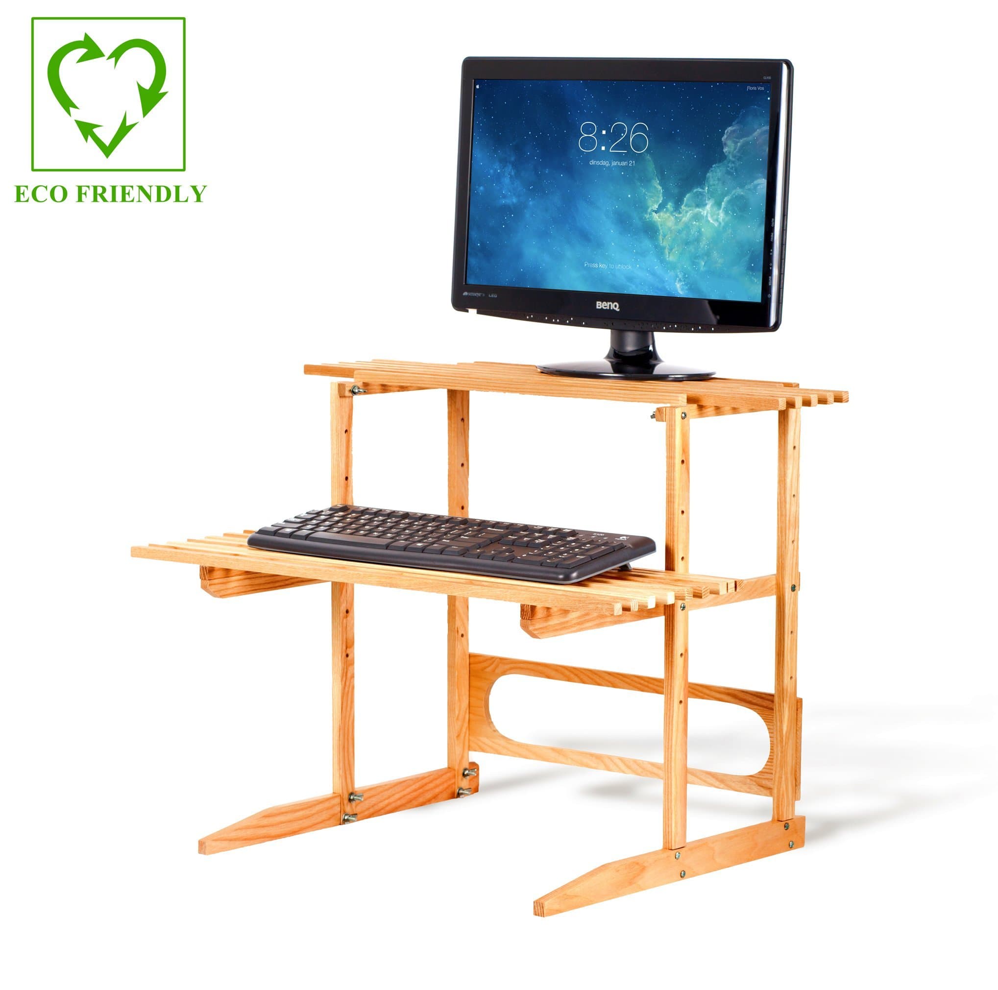 EcoDesk Adjustable Standing Computer Desk and Laptop Stand - Affordable and Attracive Standing Desk Top - Lightweight, Earth-Friendly Hardwood Construction