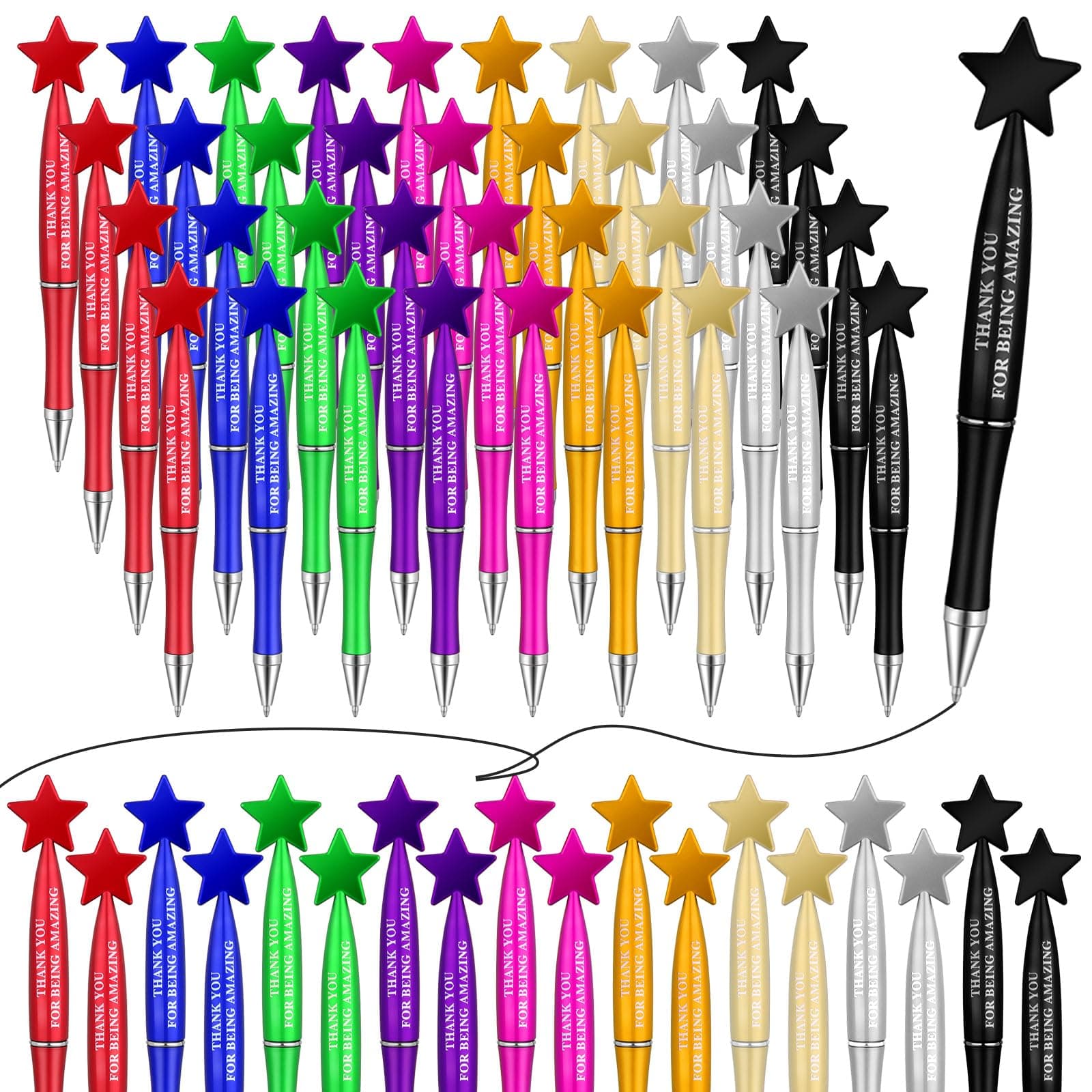 Yeaqee 36 Pcs Employee Appreciation Gifts Bulk Thank You Ballpoint Pens Staff Thank You Gifts Teacher Appreciation Pens for Team Coworker Volunteer Nurse Office Supplies(Multicolor)