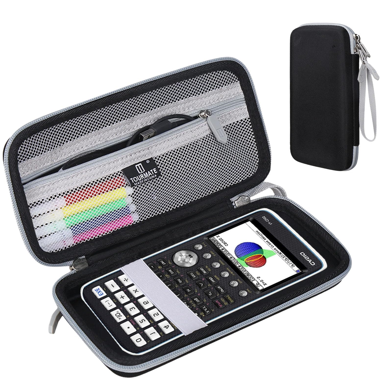 Hard Travel Case Replacement for CASIO PRIZM FX-CG50/CASIO FX-9750GIII/Texas Instruments TI-34/Texas Instruments BA II,Color Graphing Calculator - Tourmate，Case Only (Black + Gray, Basic)