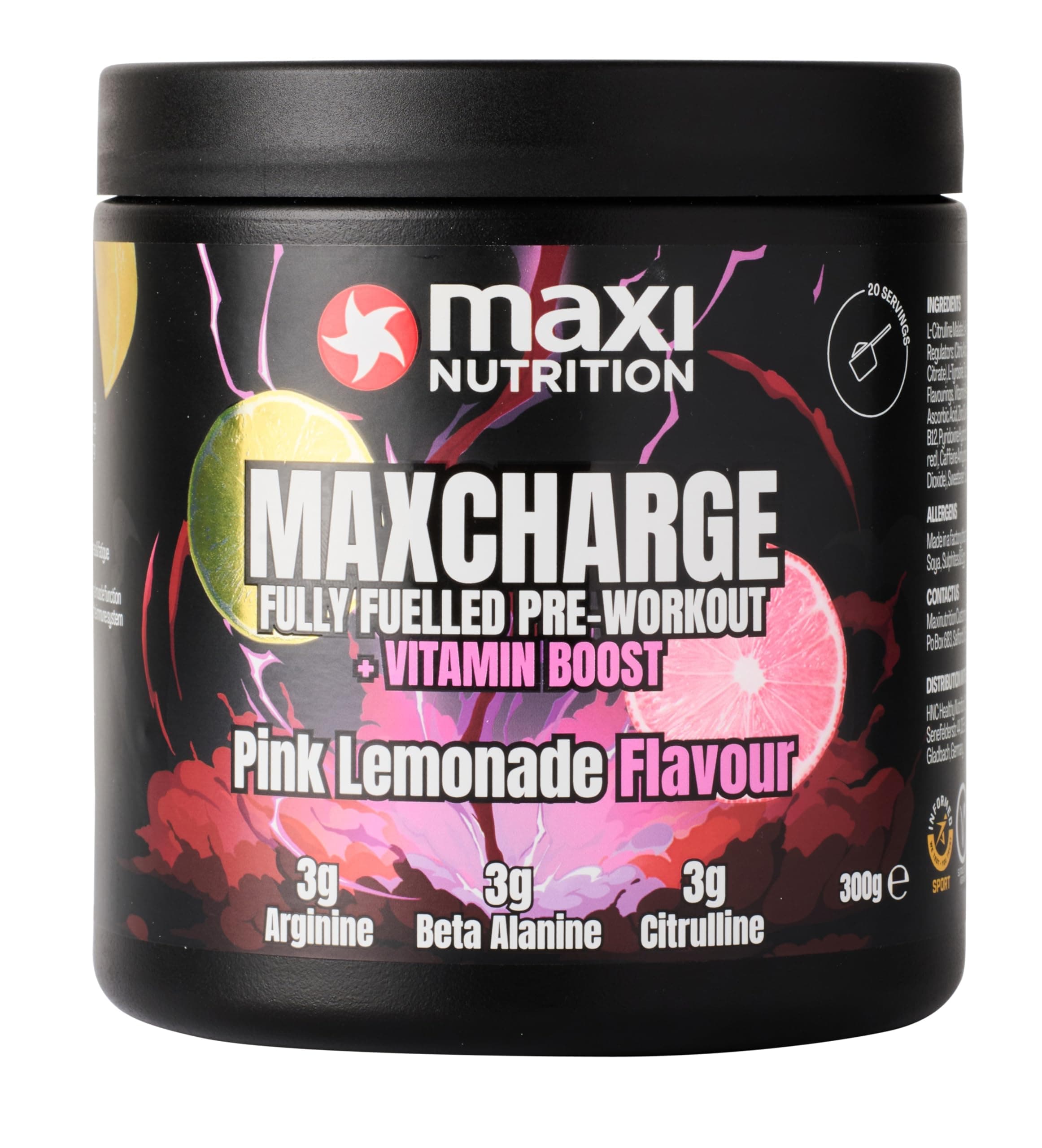 Maximuscle Pre-Workout Pink Lemonade Flavour, 330 g