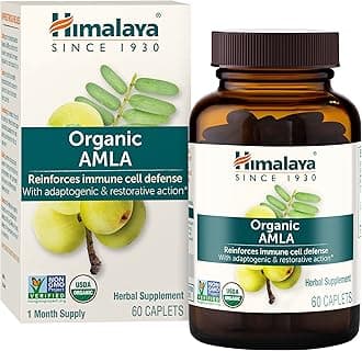 Organic Amla - Herbal Immune Support Supplement with Adaptogen and Antioxidant - USDA Organic, Vegan, Non-GMO, Gluten Free, 600 mg, 60 Caplets