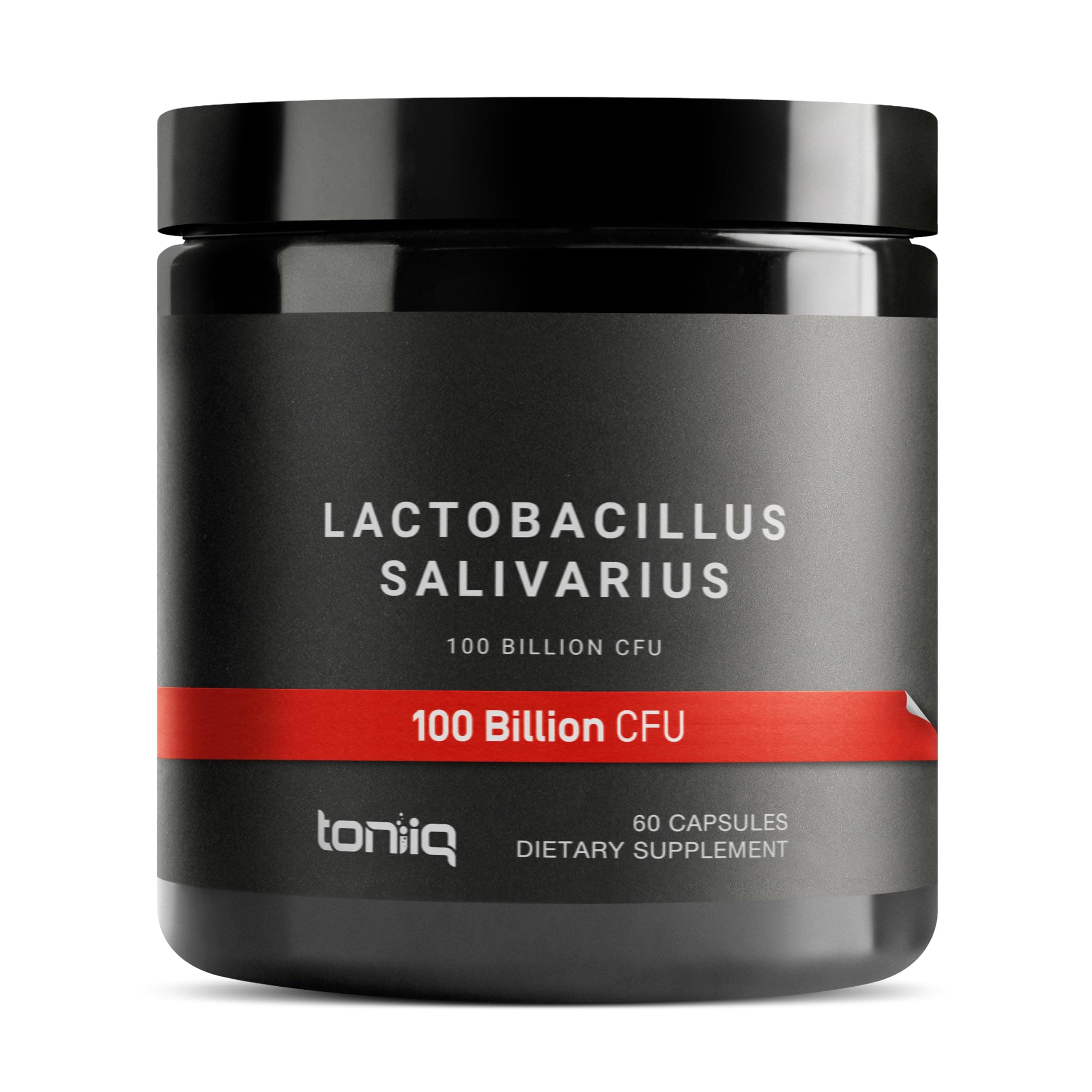 Toniiq 100 Billion CFU Lactobacillus Salivarius Probiotic - Highest Verified CFU Count - Third-Party Lab Tested for Potency - 60 Vegetarian Capsules - 30 Servings - TQ Verified