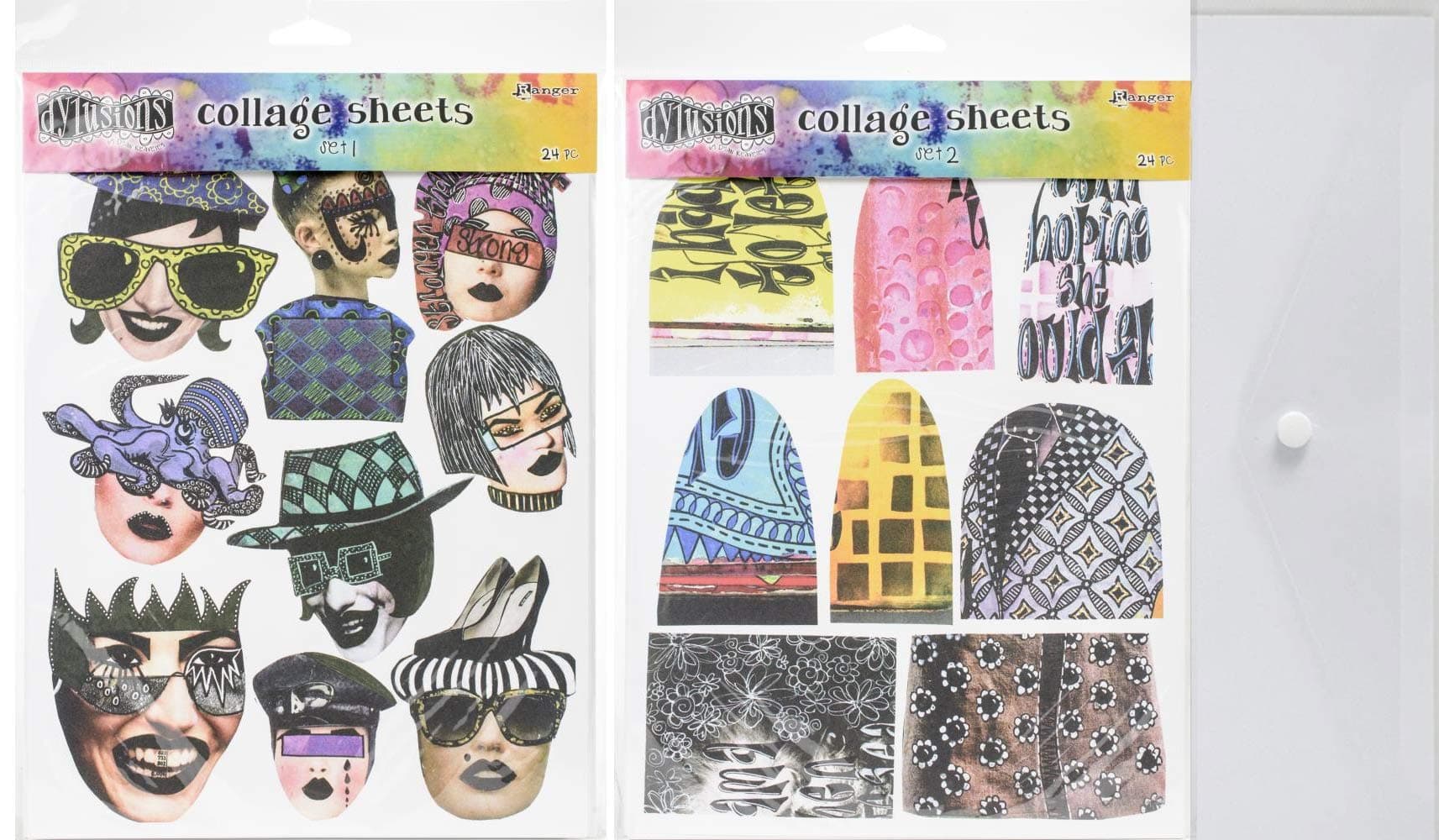 Dyan Reaveley - Dylusions Collage Sheets - Set 1 and Set 2 with Storage Envelope - 3 Items