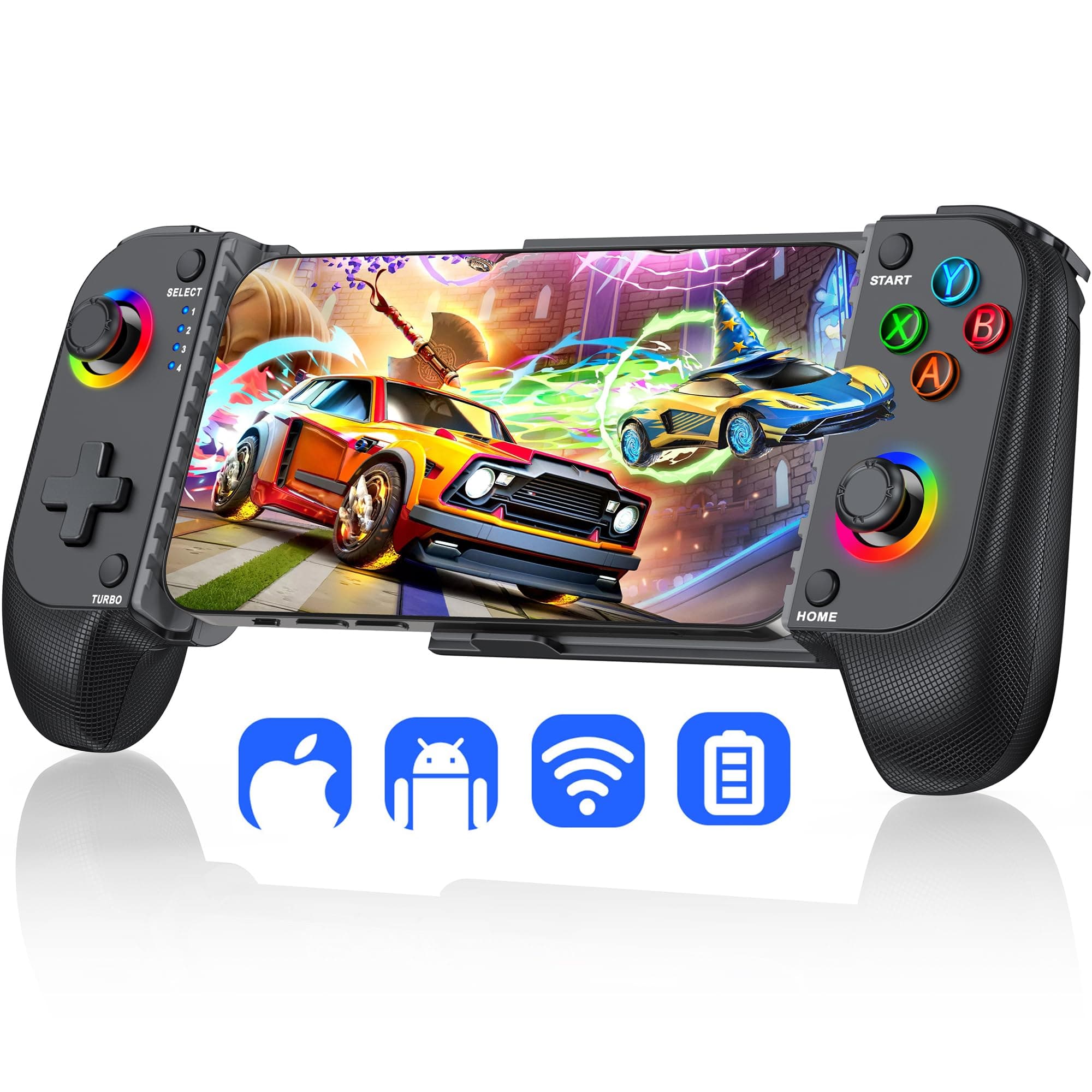Wireless Phone Controller for iPhone/Android with Hall Joystick, Moblie Controller for iPhone Support Xbox Game Pass, Steam Link, Call of Duty, Roblox, Handheld Gaming Gamepad, Nintendo DS Consoles
