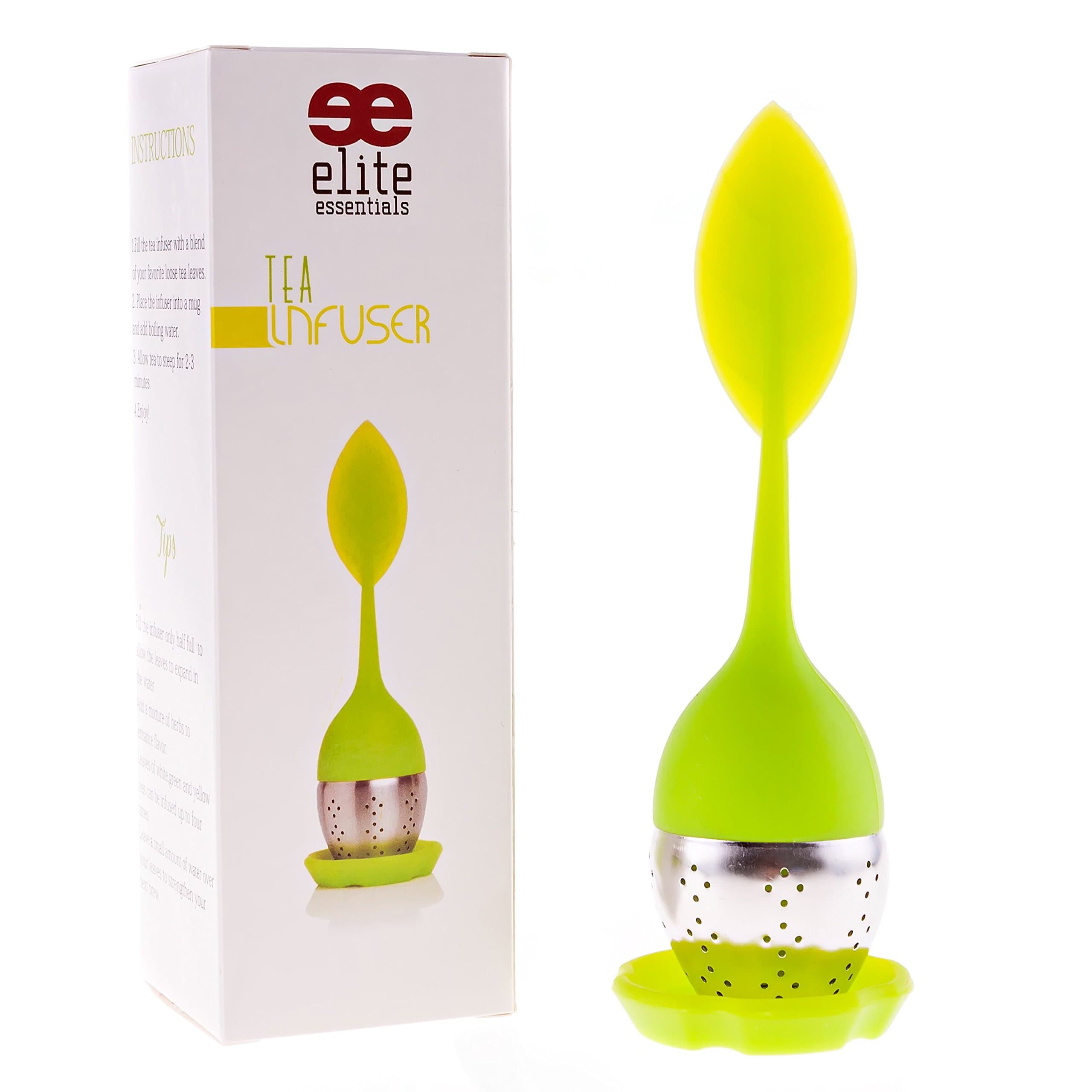 Elite Essentials Silicone Loose Leaf Tea Infuser and Drip Tray Stainless Steel Strainer