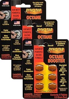 Dyno-tab Octane Booster 6-Tab Card, 3-Pack ($5.49 per Card), Each Pack Adds Up to 17 Points, Lab Tested, Fast-Dissolving, 100% Active Ingredients - NO Solvents, Treats 16 gal/60 Liters, 45456-3pk