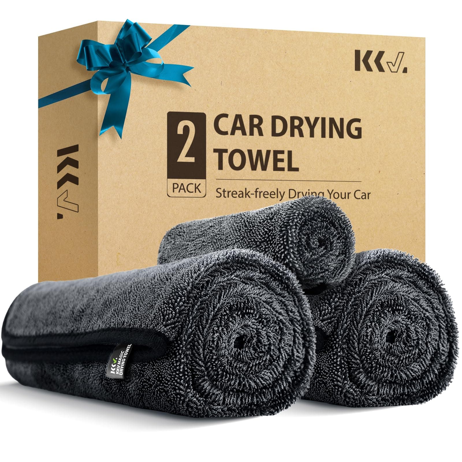KKV 2-Pack Microfiber Towels (35"x 24") Extra Large Ultra Absorbent Drying Towel for Cars and Trucks, Without Streaks, Scratches, or Water Spots